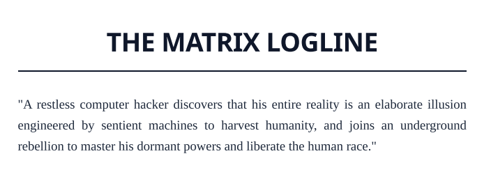 The Matrix Logline - Free AI Logline Generator, 50+ Real Logline Examples