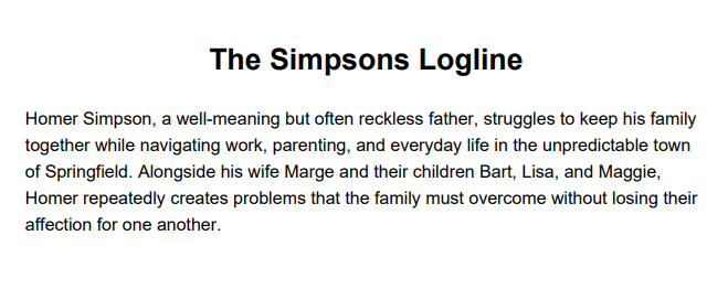 The Simpsons Logline - Free AI Logline Generator, 50+ Real Logline Examples