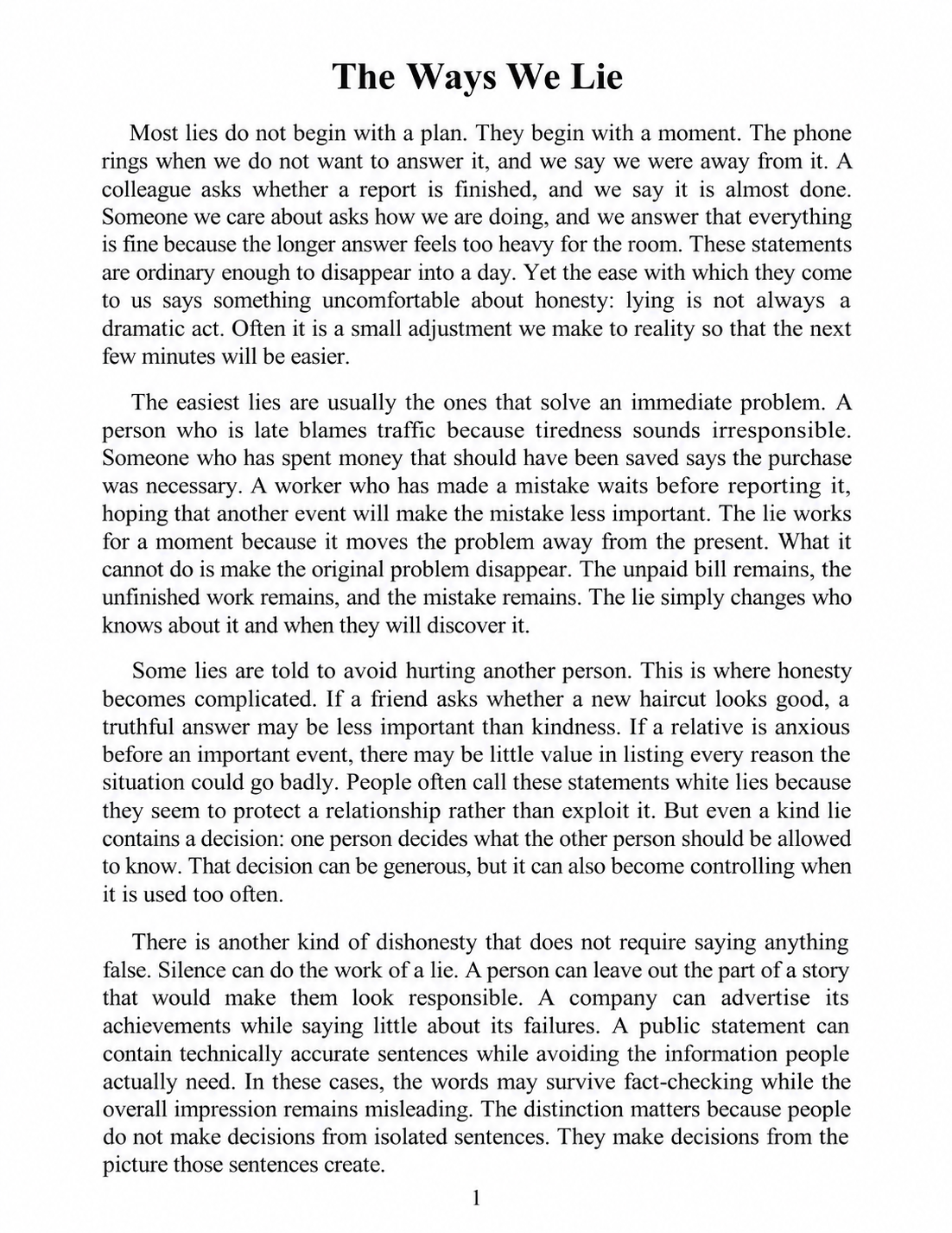 The Ways We Lie Essay - Free AI Essay Generator, 50+ Real Essay Examples