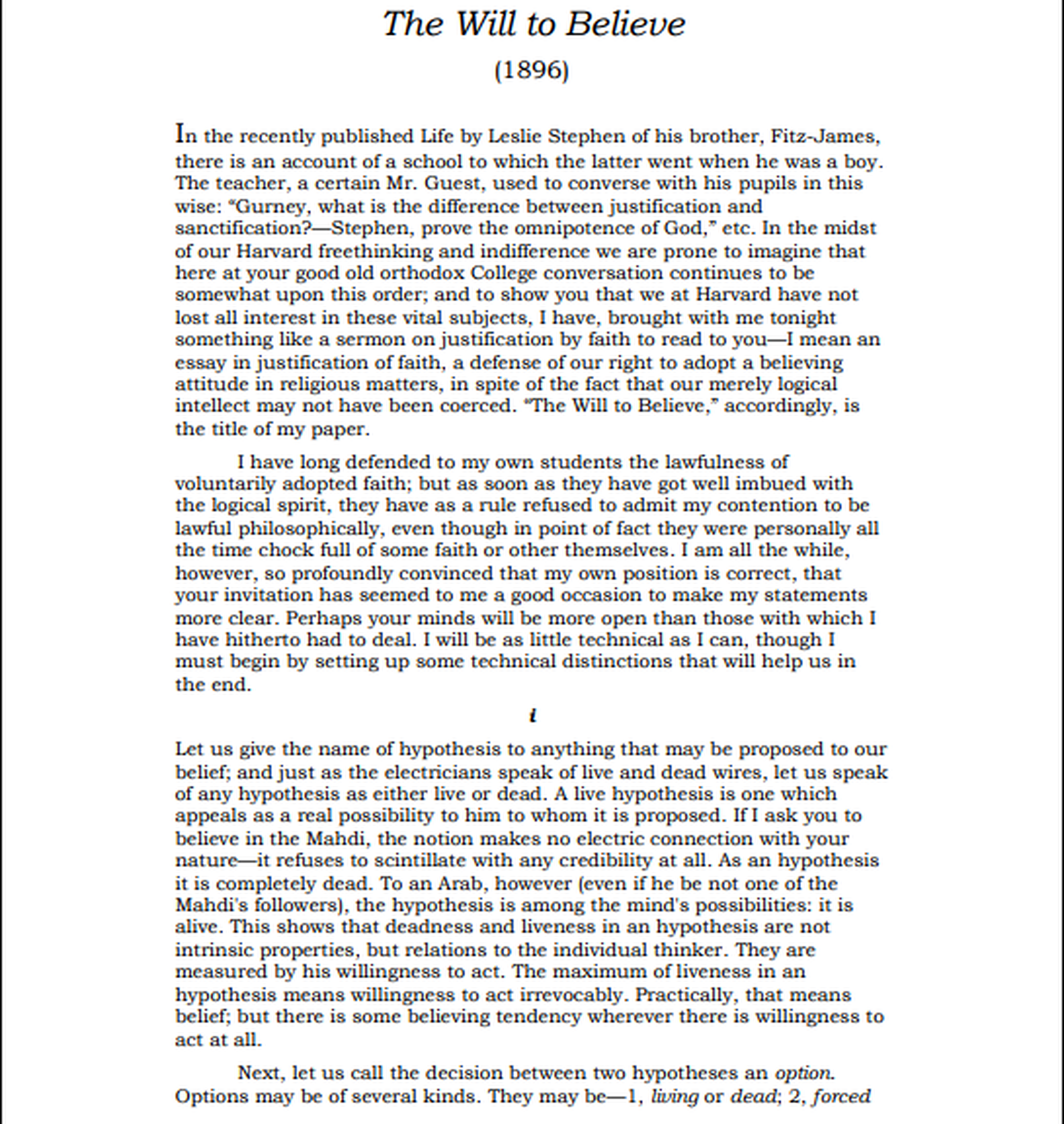 The Will to Believe Essay - Free AI Essay Generator, 50+ Real Essay Examples