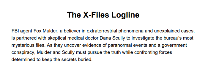 The X-Files Logline - Free AI Logline Generator, 50+ Real Logline Examples