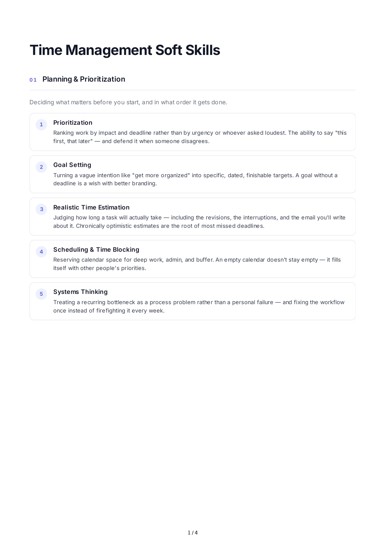 Time Management Soft Skills - Free AI Soft Skills Generator, 50+ Real Soft Skills Examples
