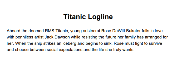 Titanic Logline