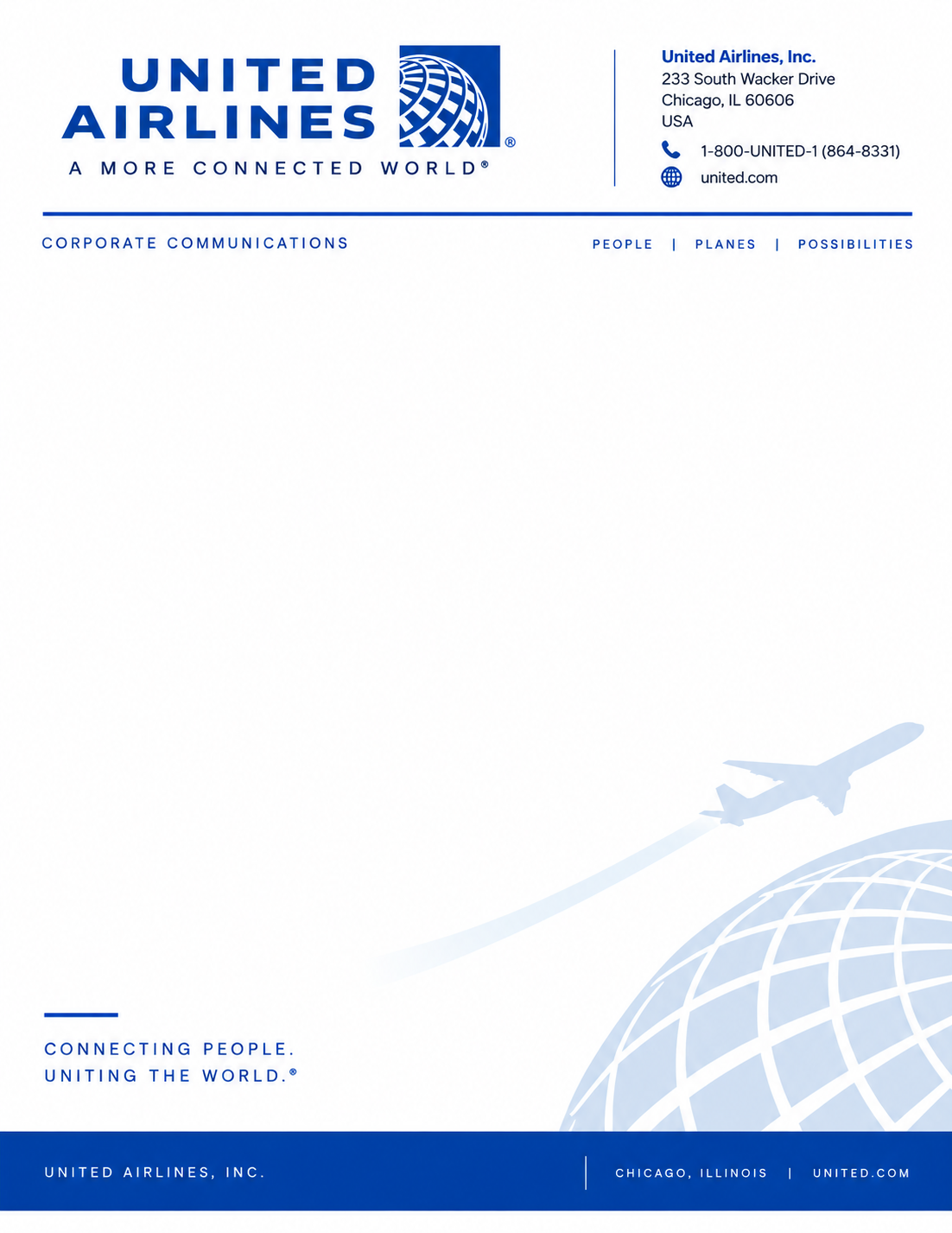 United Airlines Letterhead - Free AI Letterhead Generator, 50+ Real Letterhead Examples