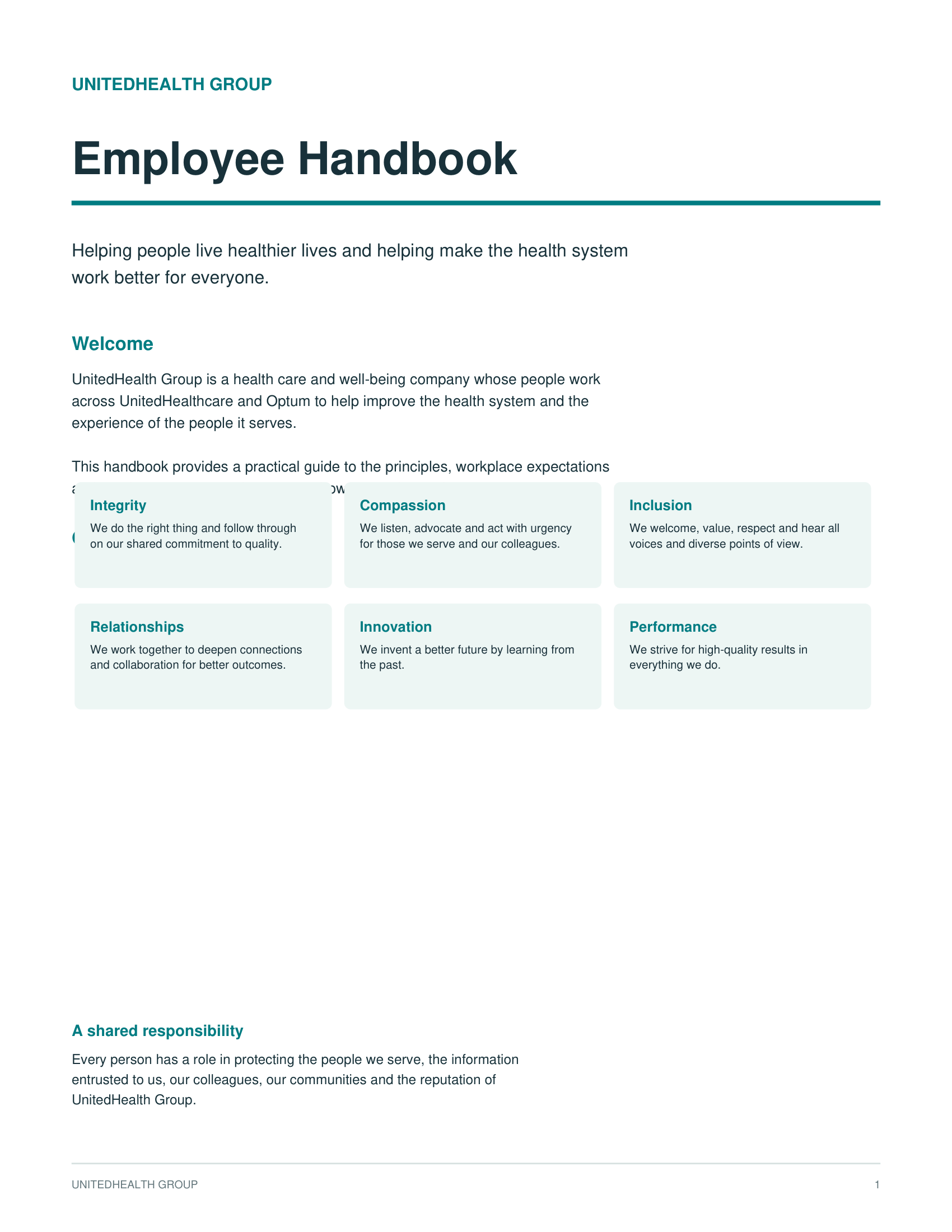 UnitedHealth Group Employee Handbook - Free AI Handbook Generator, 50+ Real Handbook Examples