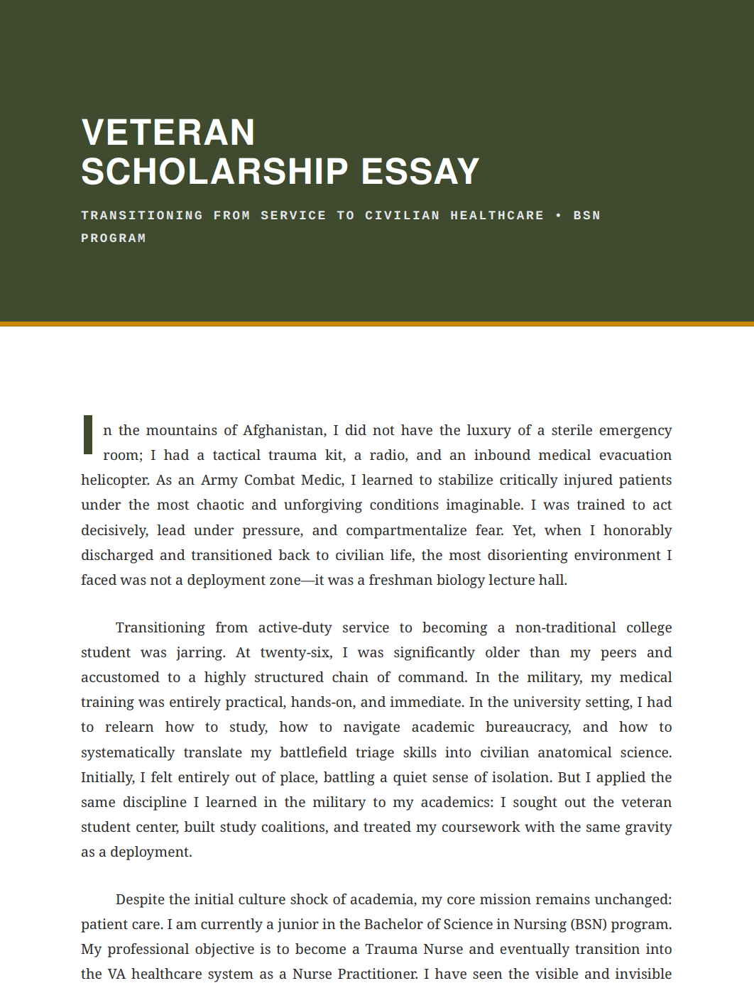 Veteran Scholarship Essay - Free AI Scholarship Essay Generator, 50+ Real Scholarship Essay Examples