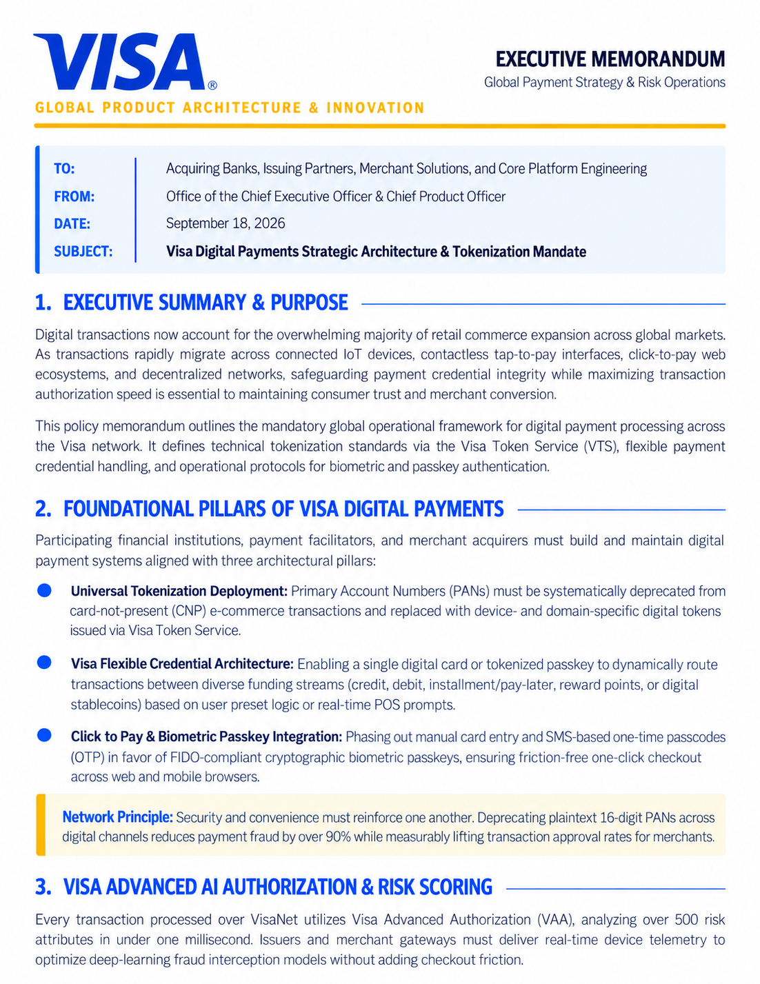 Visa Digital Payments Memo - Free AI Memo Generator, 50+ Real Memo Examples