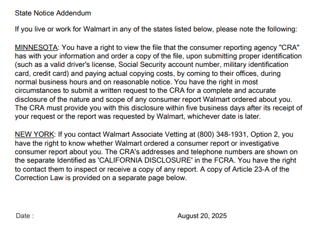 Walmart State Notice Addendum - Free AI Notice Generator, 50+ Real Notice Examples