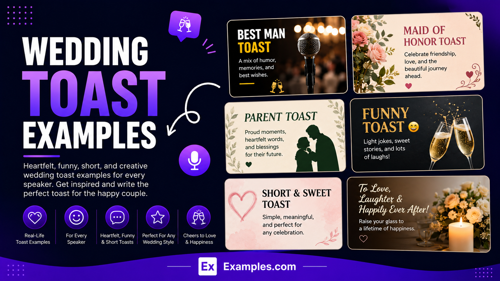 Free AI Wedding Toast Generator, 50+ Real Wedding Toast Examples