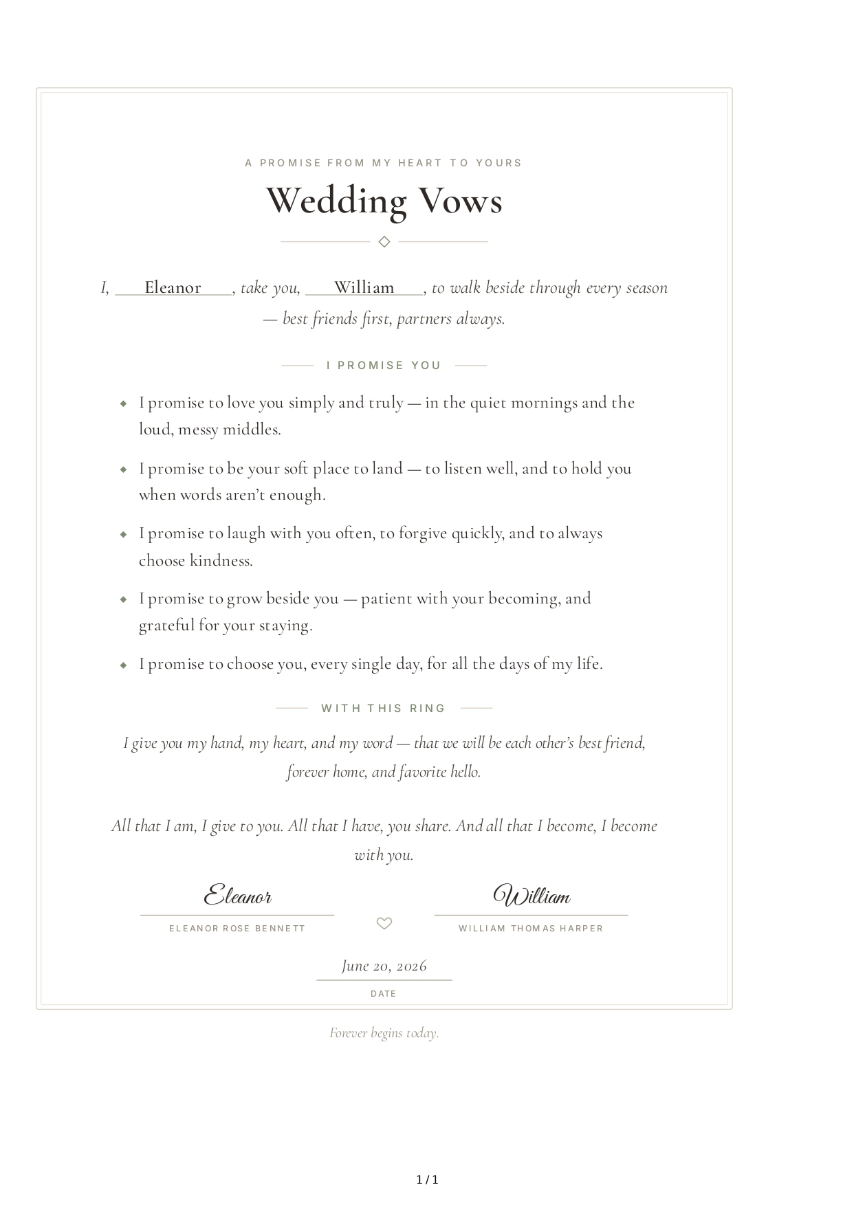 Wedding Vows for Best Friend - Free AI Wedding Vows Generator, 50+ Real Wedding Vows Examples