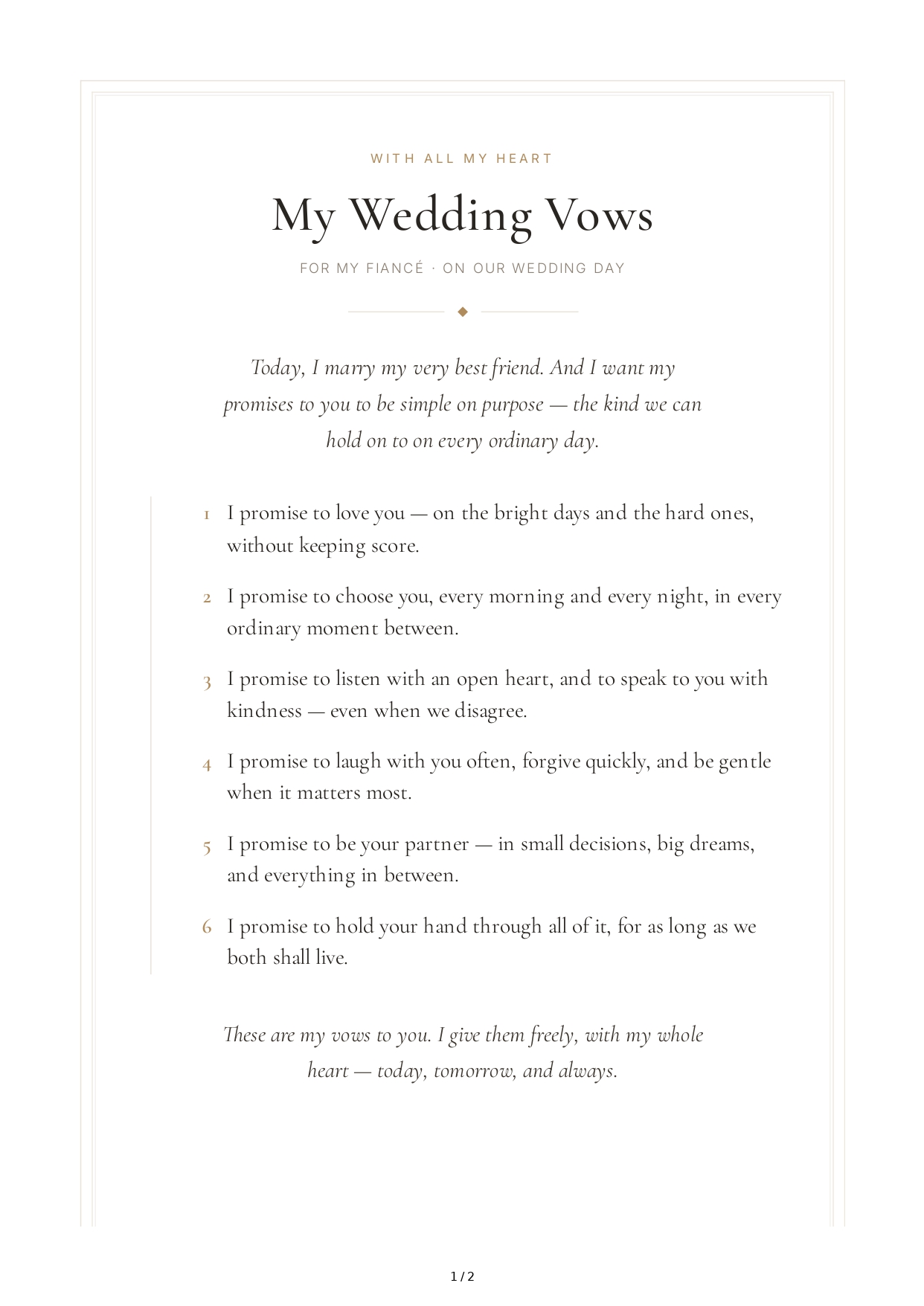 Wedding Vows for Bride - Free AI Wedding Vows Generator, 50+ Real Wedding Vows Examples