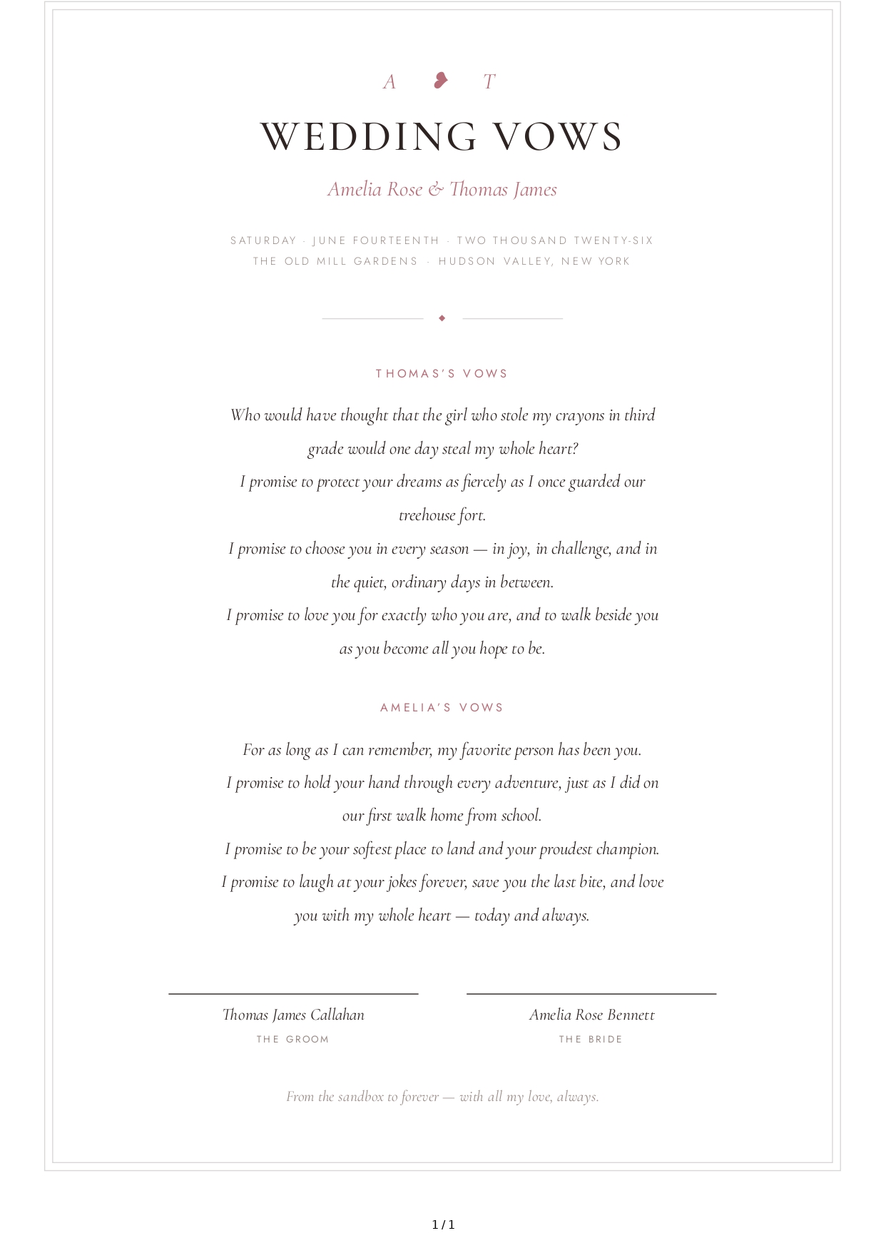 Wedding Vows for Childhood Sweetheart - Free AI Wedding Vows Generator, 50+ Real Wedding Vows Examples
