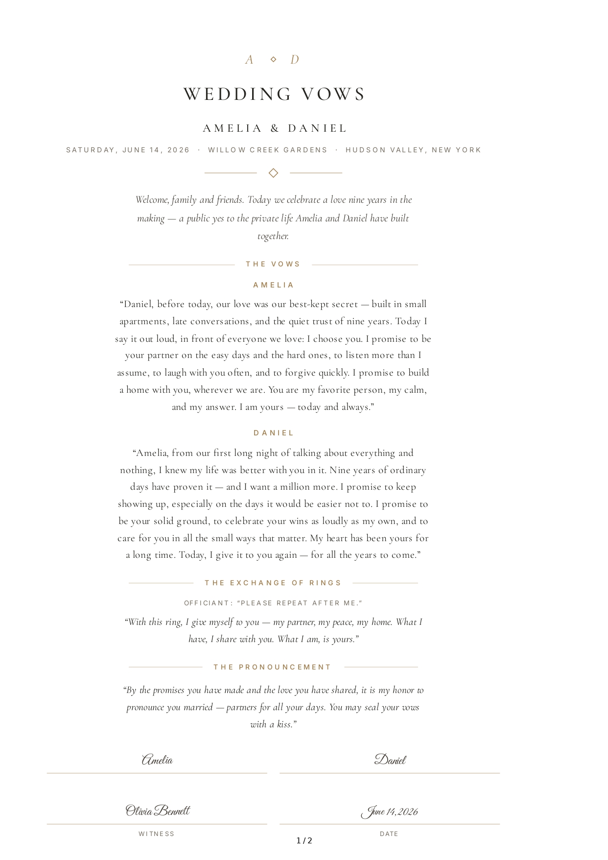 Wedding Vows for Long-Term Partner - Free AI Wedding Vows Generator, 50+ Real Wedding Vows Examples