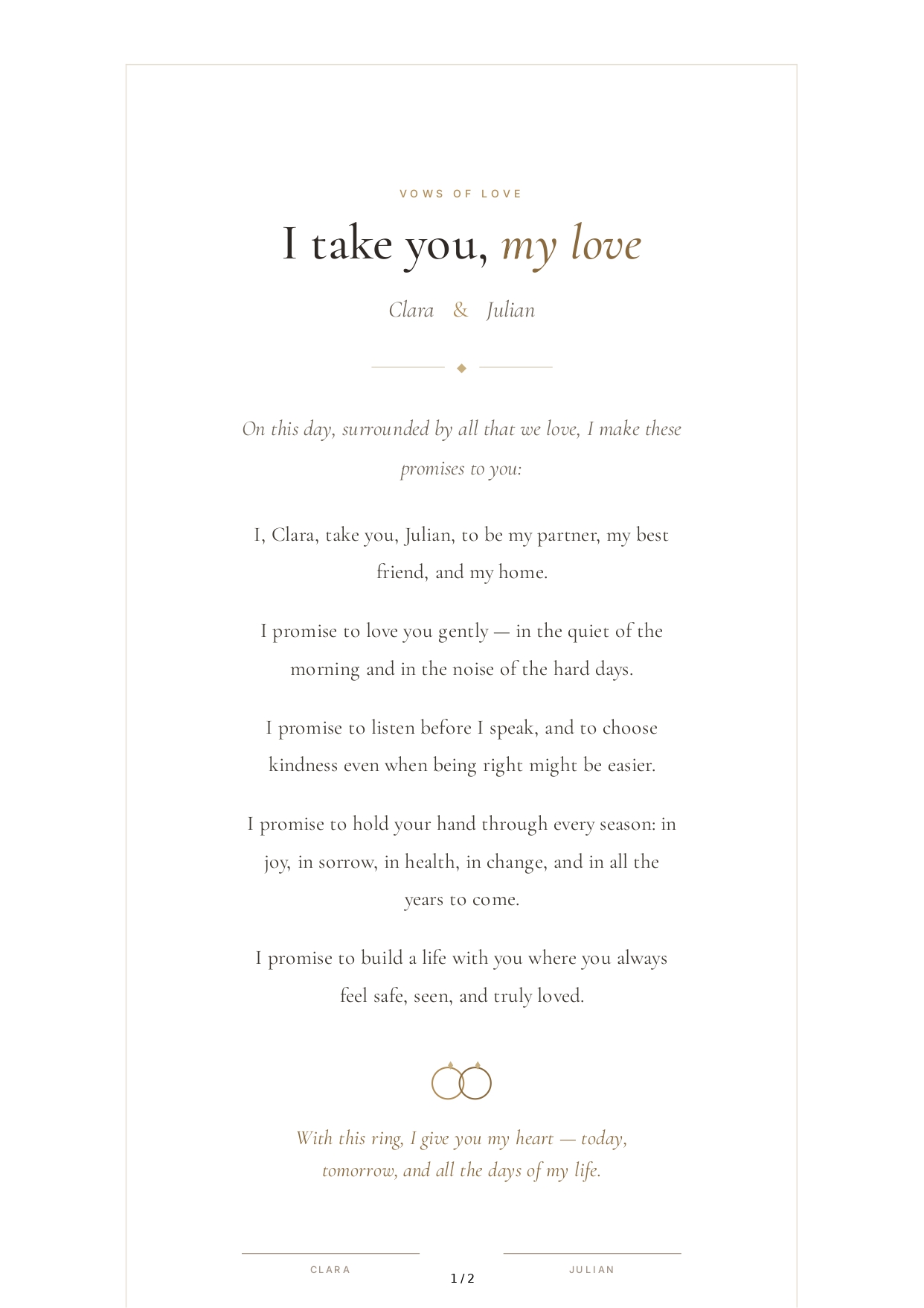 Wedding Vows for Your Soulmate - Free AI Wedding Vows Generator, 50+ Real Wedding Vows Examples
