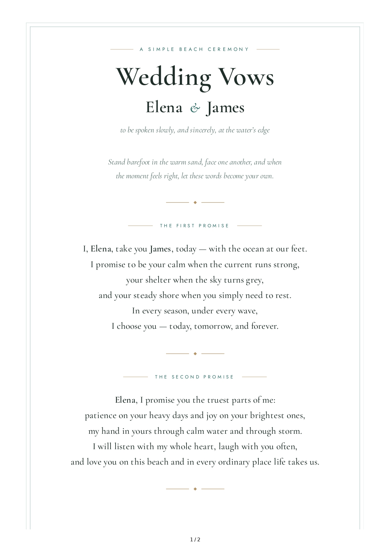 Wedding Vows for a Beach Wedding - Free AI Wedding Vows Generator, 50+ Real Wedding Vows Examples
