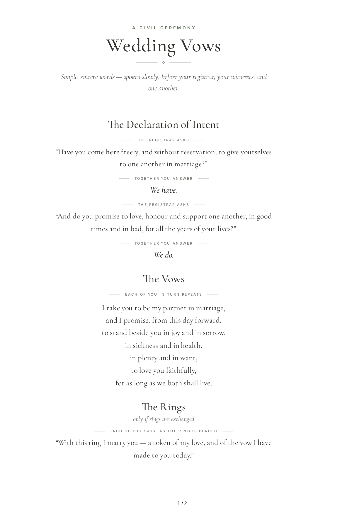Wedding Vows for a Civil Ceremony - Free AI Wedding Vows Generator, 50+ Real Wedding Vows Examples
