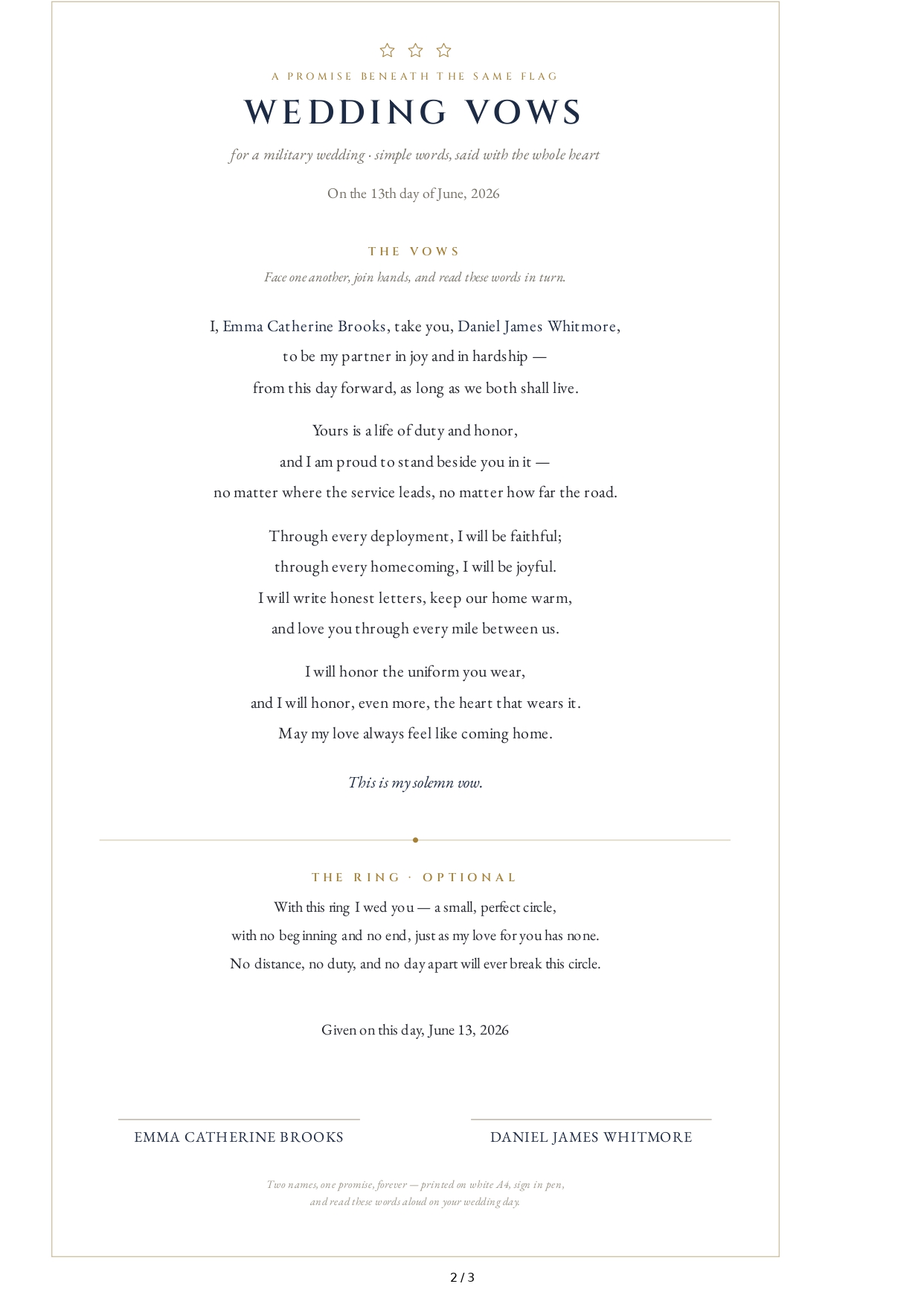Wedding Vows for a Military Wedding - Free AI Wedding Vows Generator, 50+ Real Wedding Vows Examples