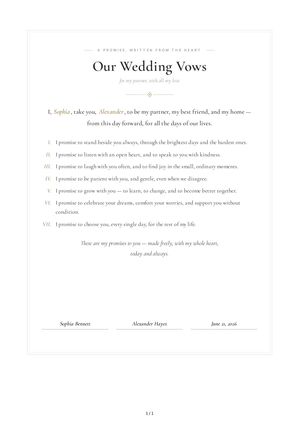 Wedding Vows for a Partner - Free AI Wedding Vows Generator, 50+ Real Wedding Vows Examples