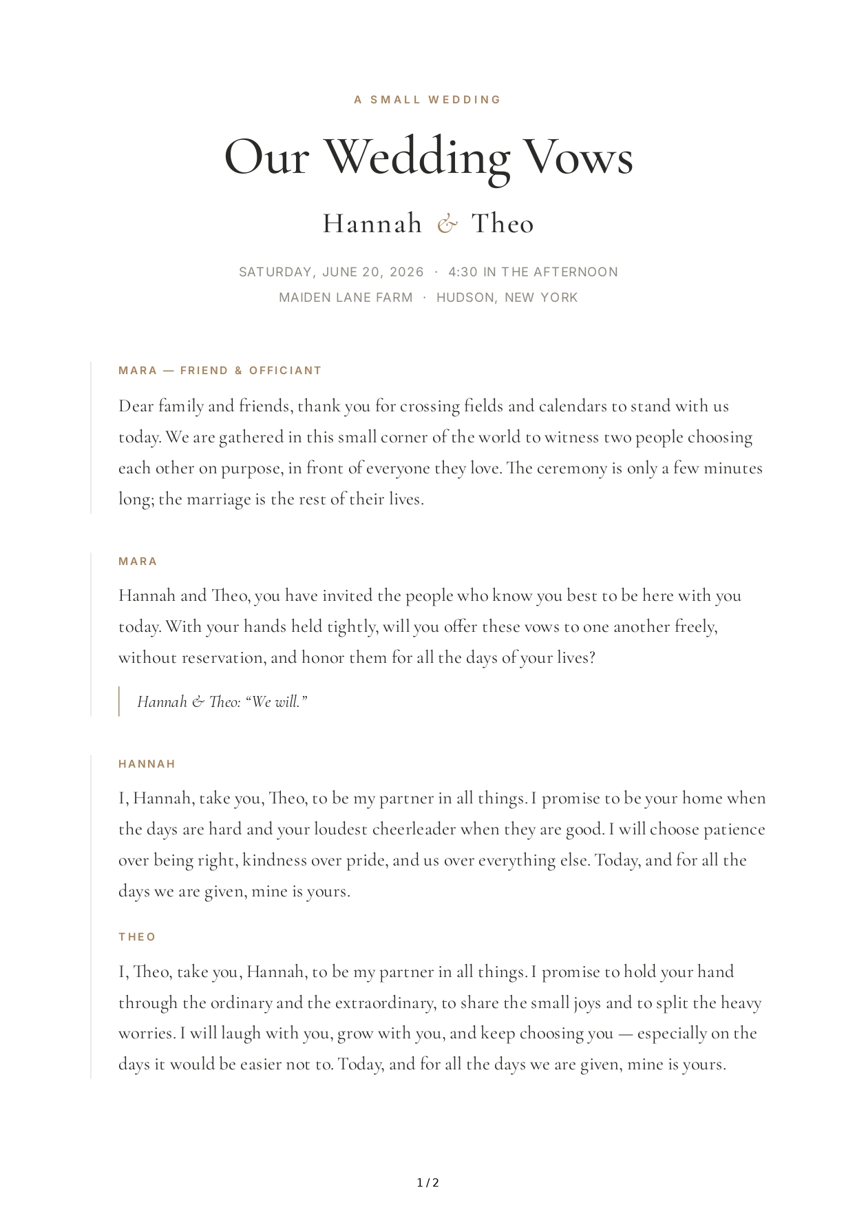 Wedding Vows for a Small Wedding - Free AI Wedding Vows Generator, 50+ Real Wedding Vows Examples