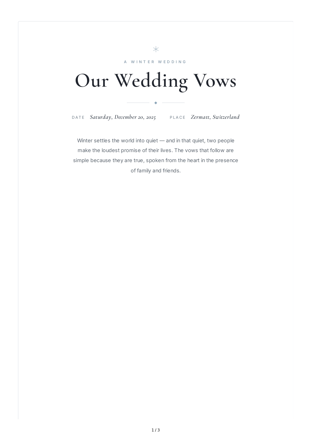 Wedding Vows for a Winter Wedding - Free AI Wedding Vows Generator, 50+ Real Wedding Vows Examples
