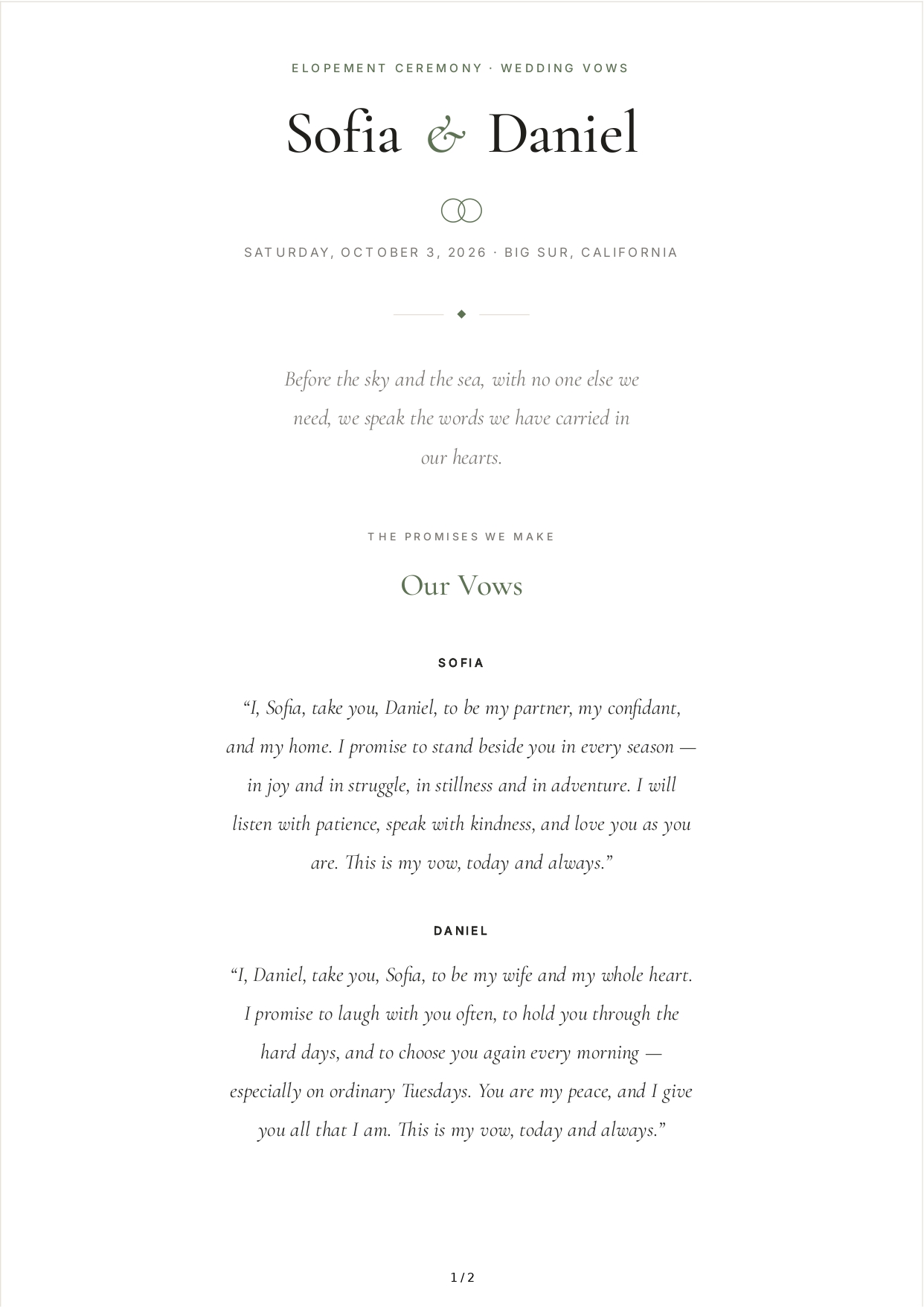 Wedding Vows for an Elopement - Free AI Wedding Vows Generator, 50+ Real Wedding Vows Examples