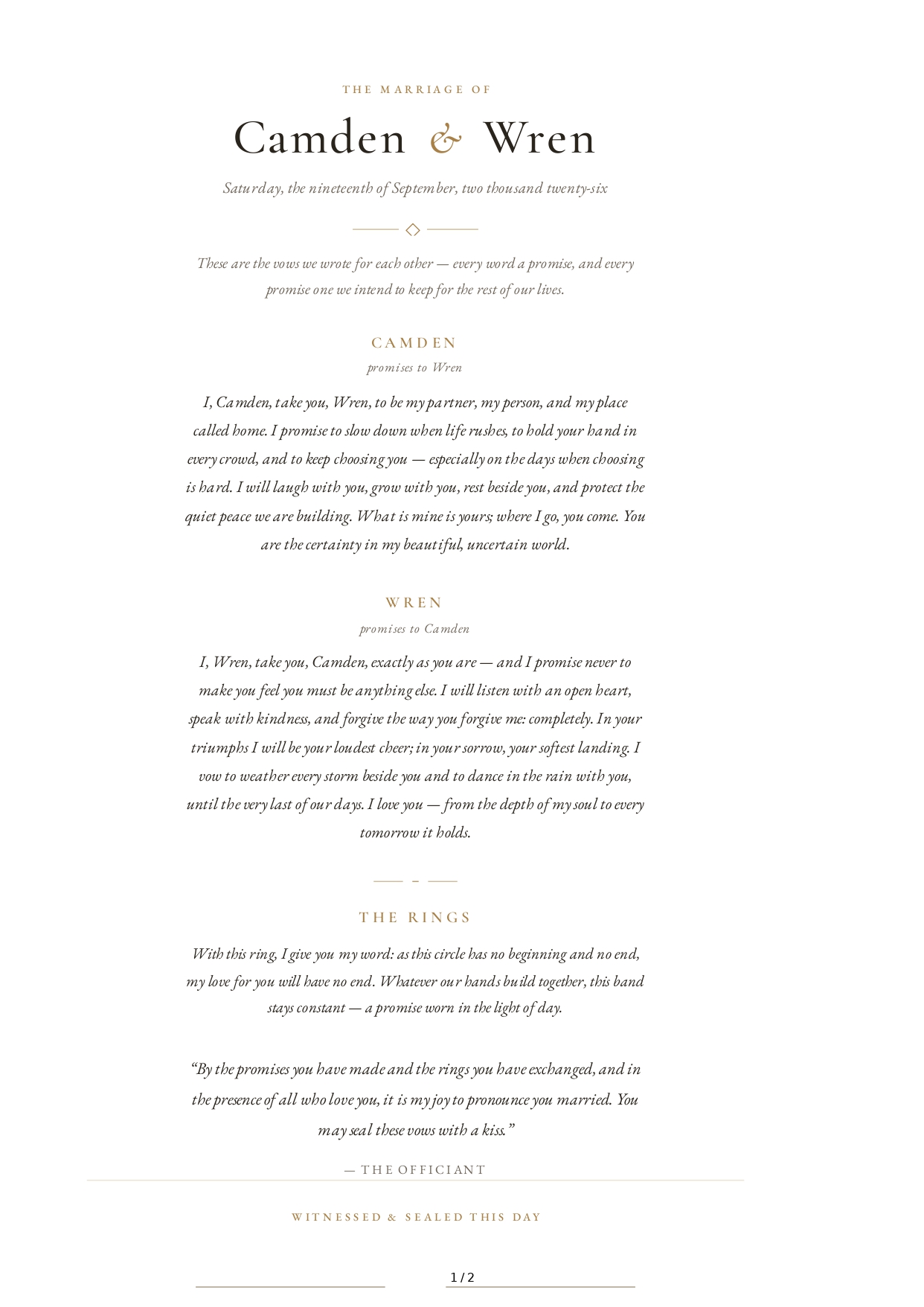 Wedding Vows for an Outdoor Wedding - Free AI Wedding Vows Generator, 50+ Real Wedding Vows Examples