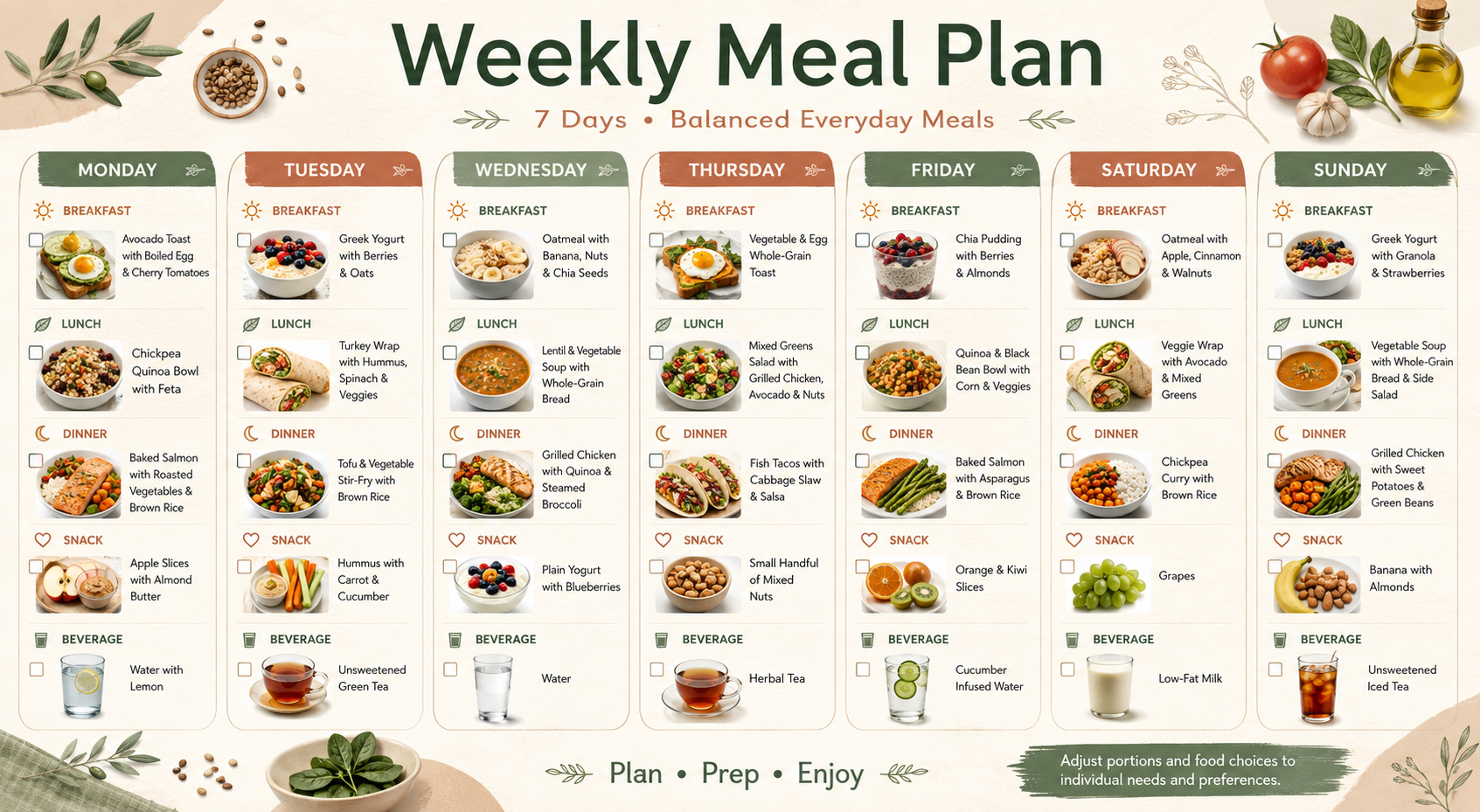 Weekly Meal Plan - Free AI Meal Plan Generator, 50+ Real Meal Plan Examples
