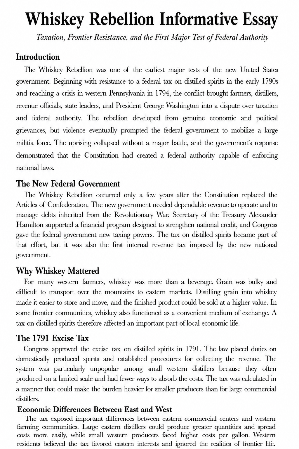 Whiskey Rebellion Informative Essay - Free AI Informative Essay Generator, 50+ Real Informative Essay Examples