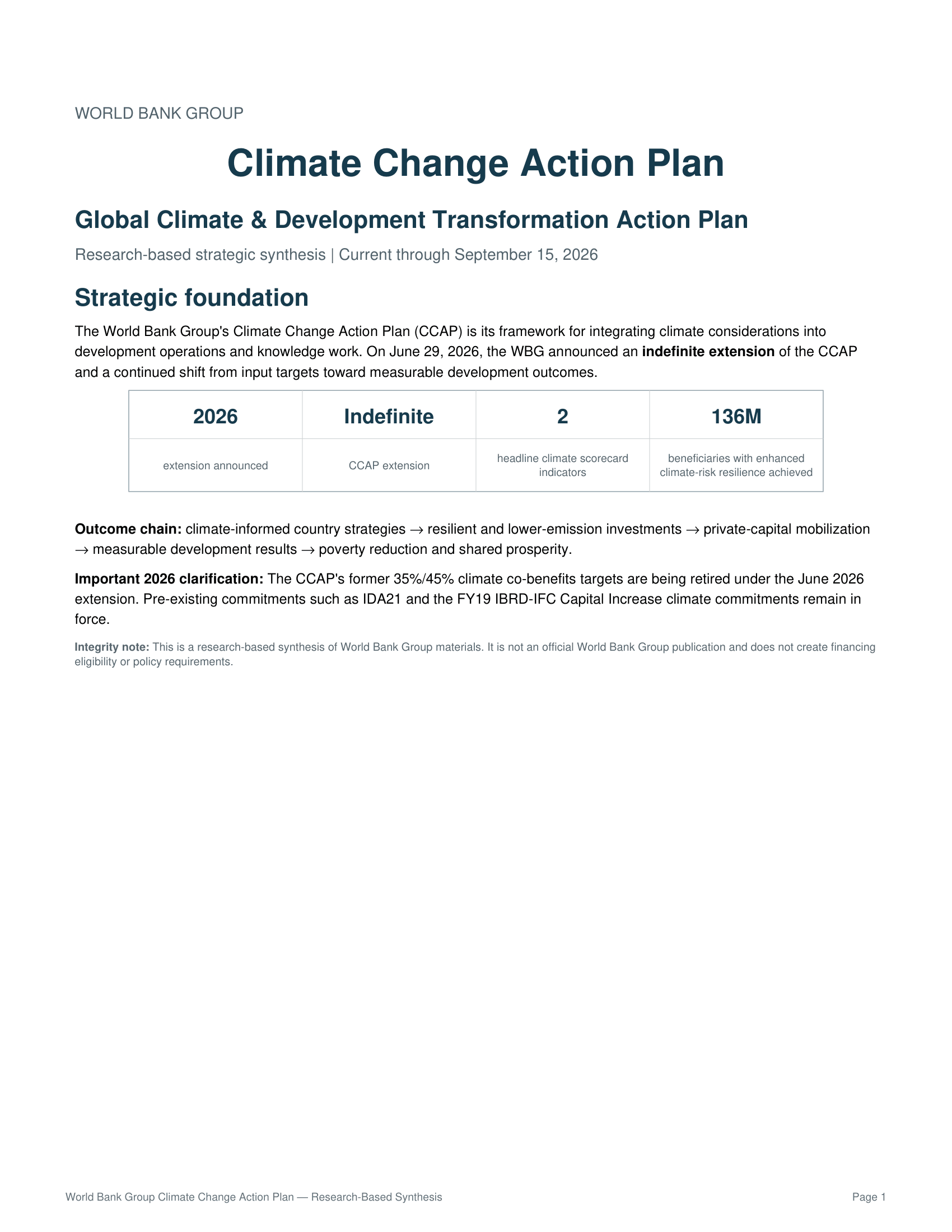 World Bank Group Climate Change Action Plan - Free AI Action Plan Generator, 50+ Real Action Plan Examples