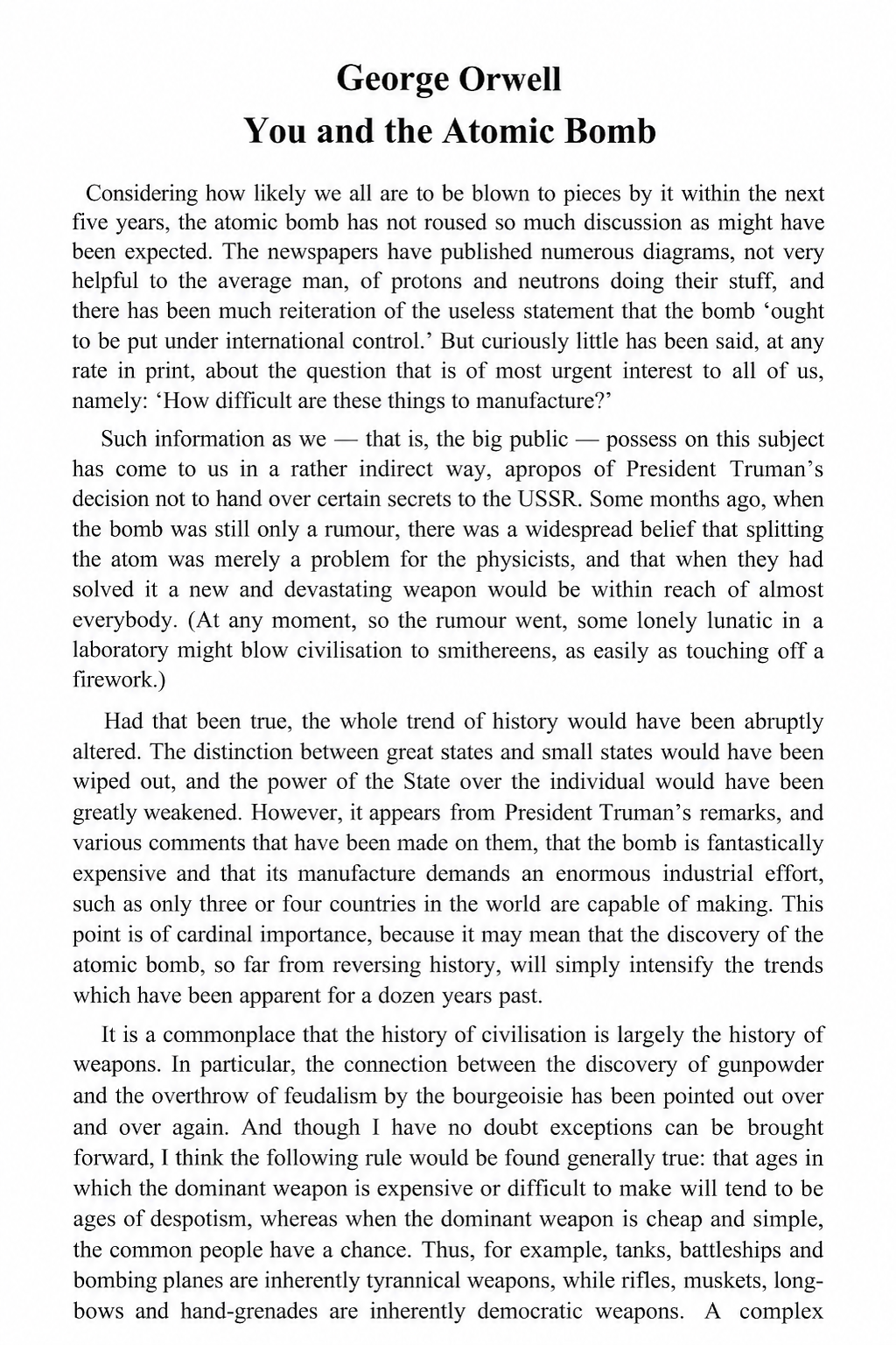 You and the Atom Bomb Essay - Free AI Essay Generator, 50+ Real Essay Examples