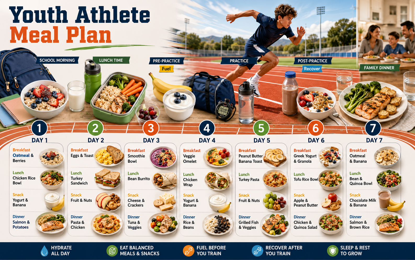 Youth Athlete Meal Plan - Free AI Meal Plan Generator, 50+ Real Meal Plan Examples