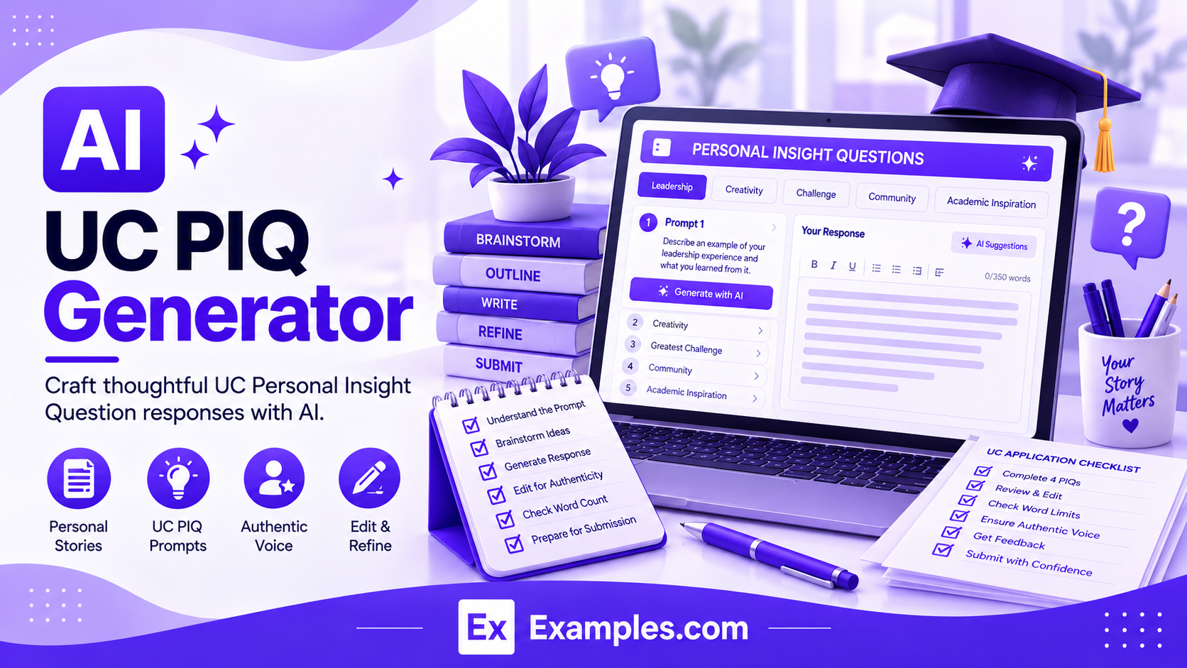 Free AI UC PIQ Generator, 50+ Real UC PIQ Examples