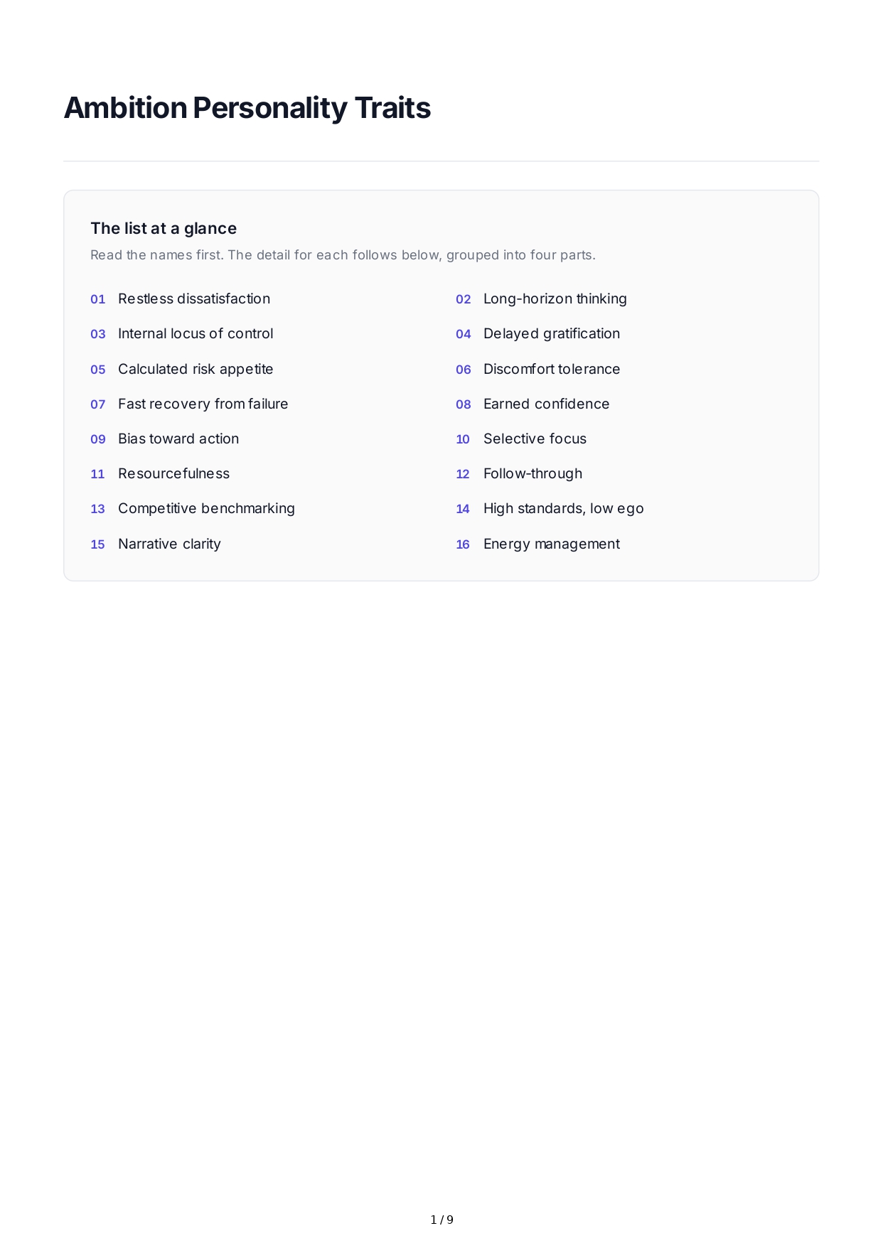 Ambition Personality Traits - Free AI Personality Traits Generator, 50+ Real Personality Traits Examples