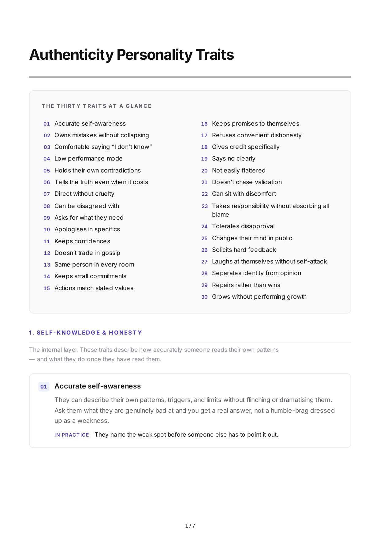 Authenticity Personality Traits - Free AI Personality Traits Generator, 50+ Real Personality Traits Examples
