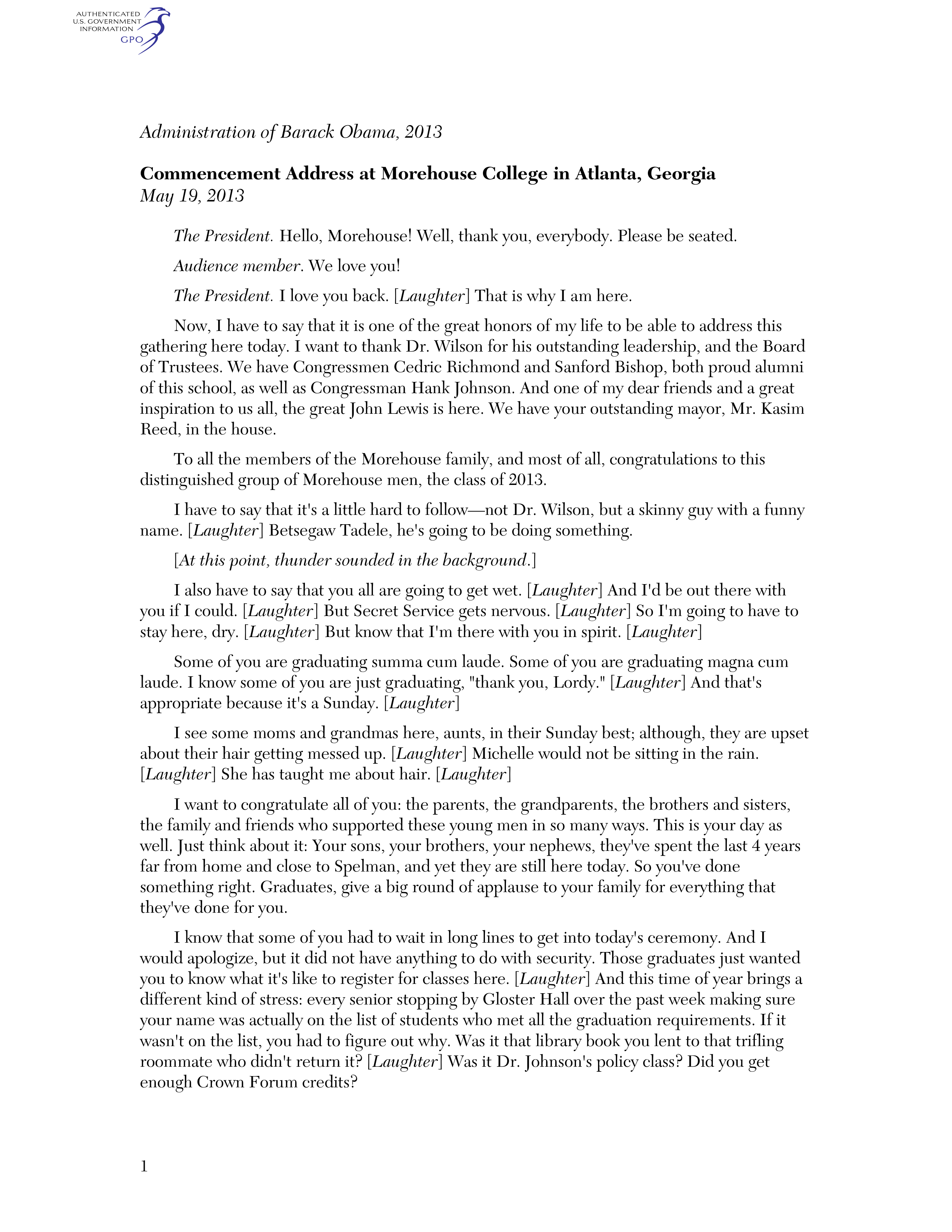 Barack Obama Morehouse Commencement Speech - Free AI Commencement Speech Generator, 50+ Real Commencement Speech Examples