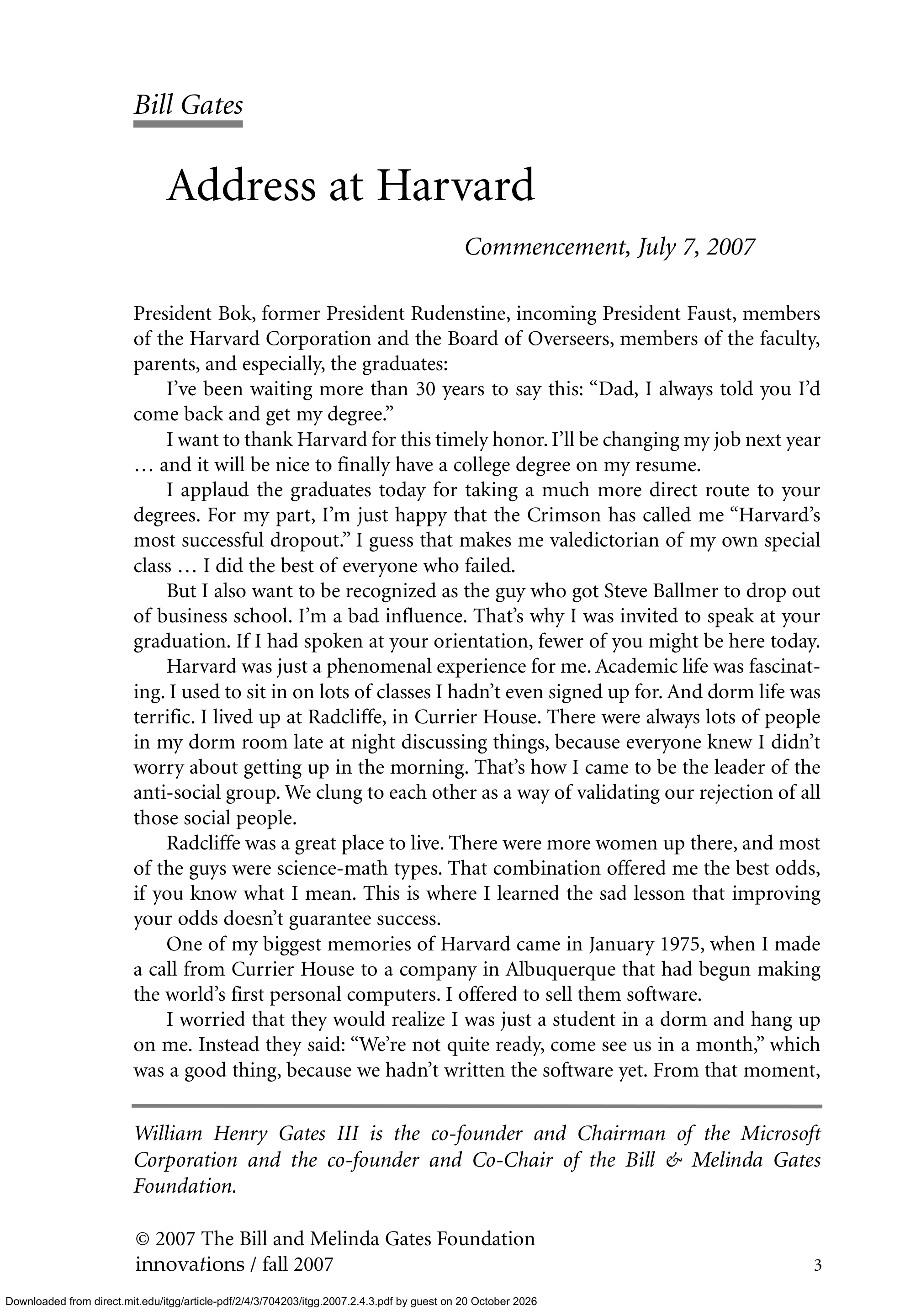 Bill Gates Harvard Commencement Speech - Free AI Commencement Speech Generator, 50+ Real Commencement Speech Examples