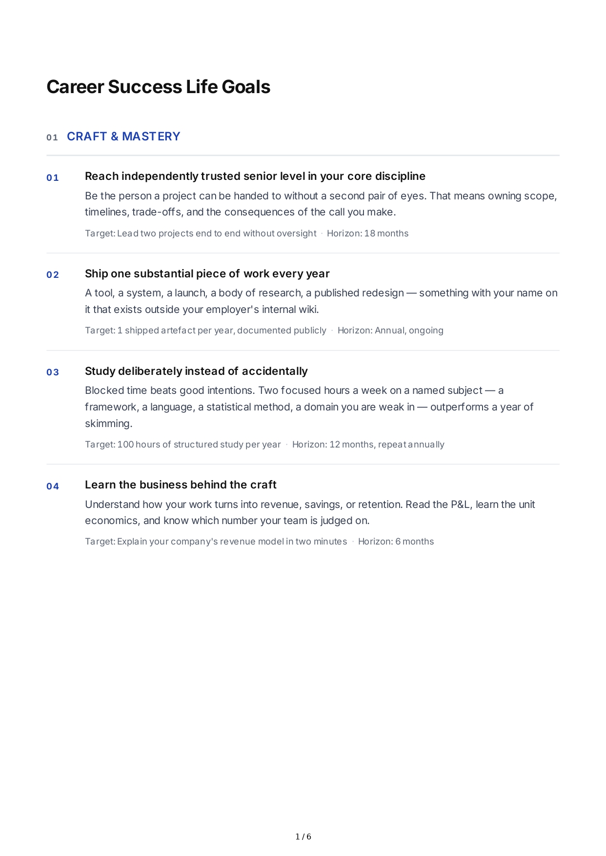 Career Success Life Goals - Free AI Life Goals Generator, 50+ Real Life Goals Examples