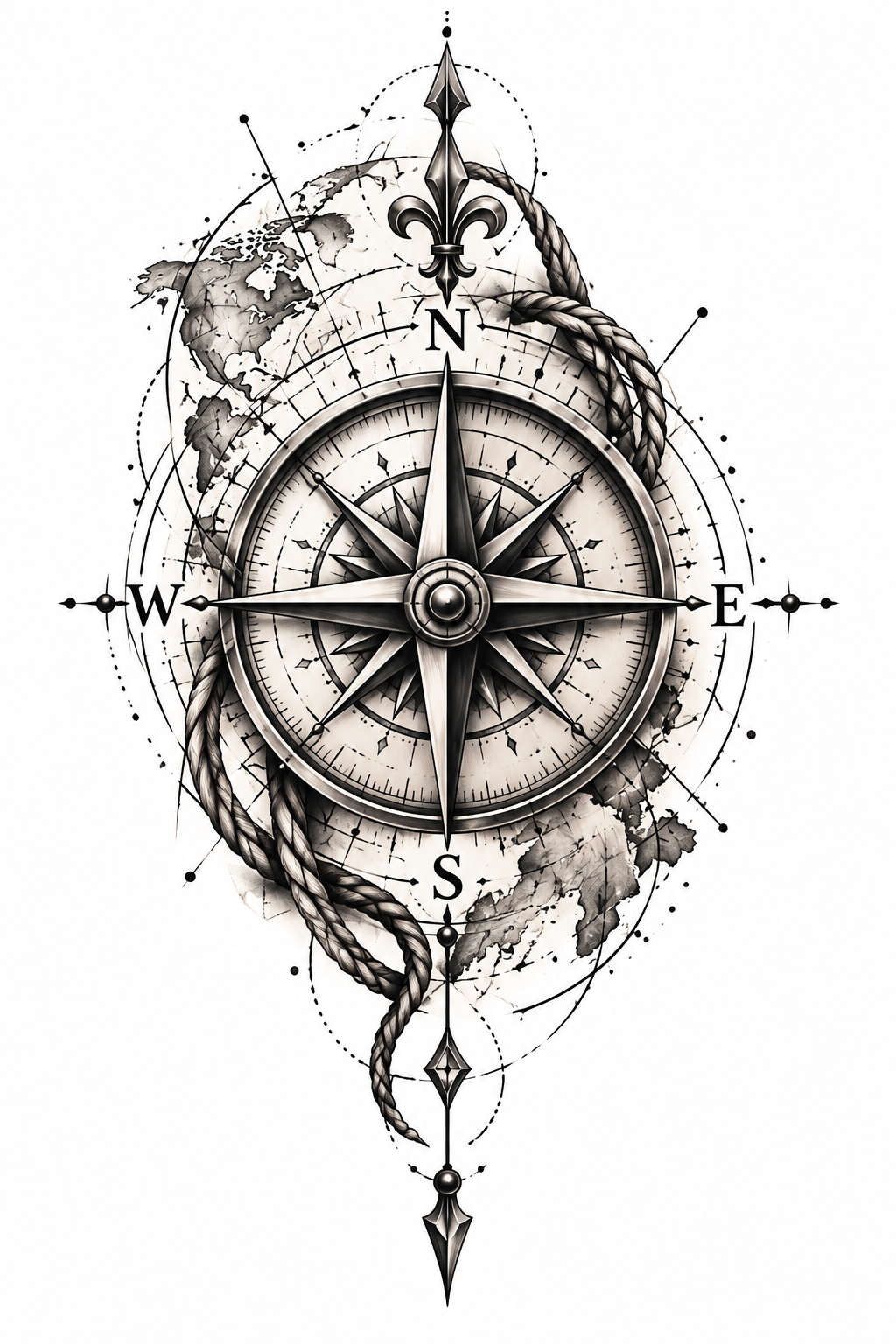 Compass Tattoo - Free AI Tattoo Generator, 50+ Real Tattoo Examples