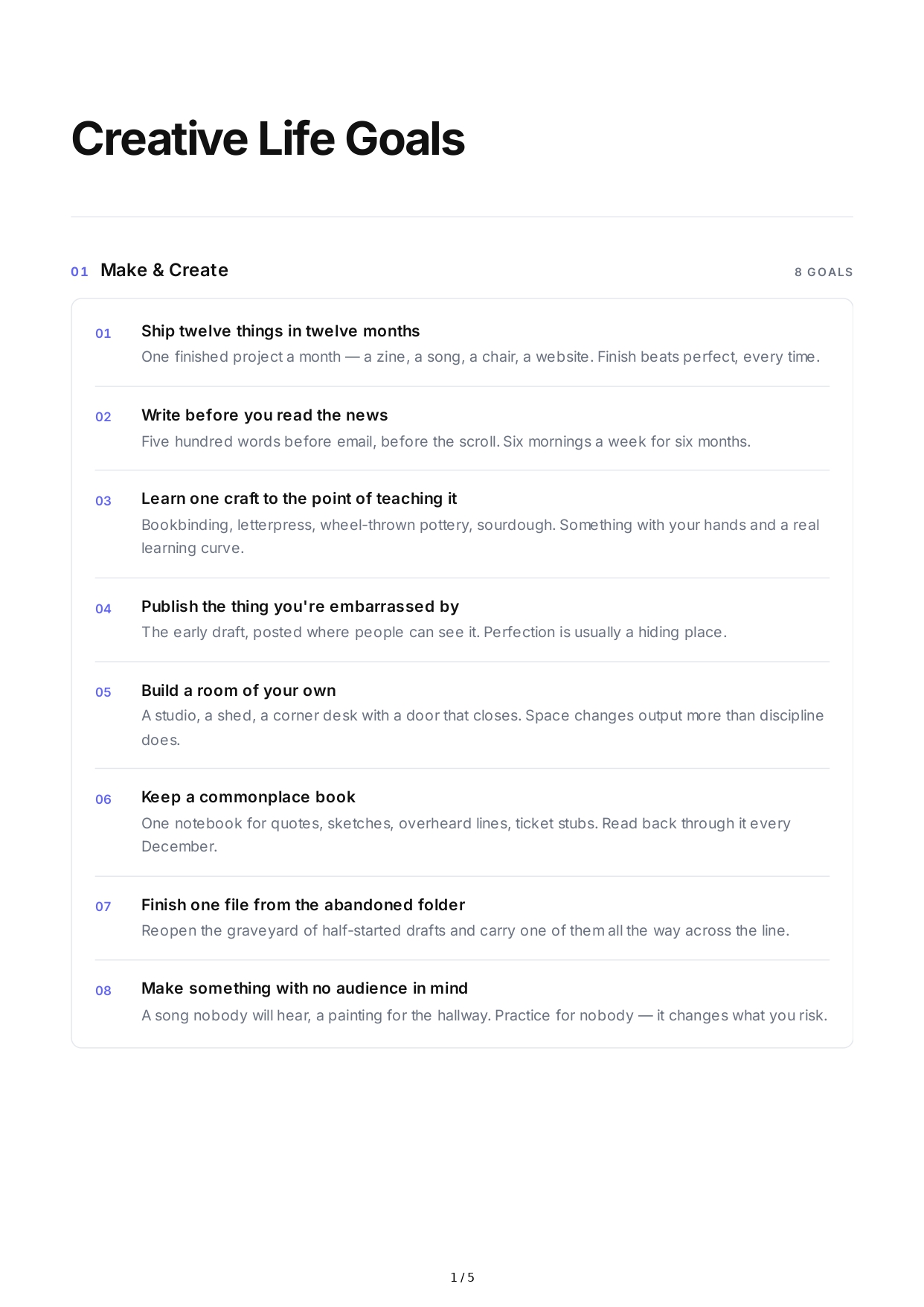 Creative Life Goals - Free AI Life Goals Generator, 50+ Real Life Goals Examples