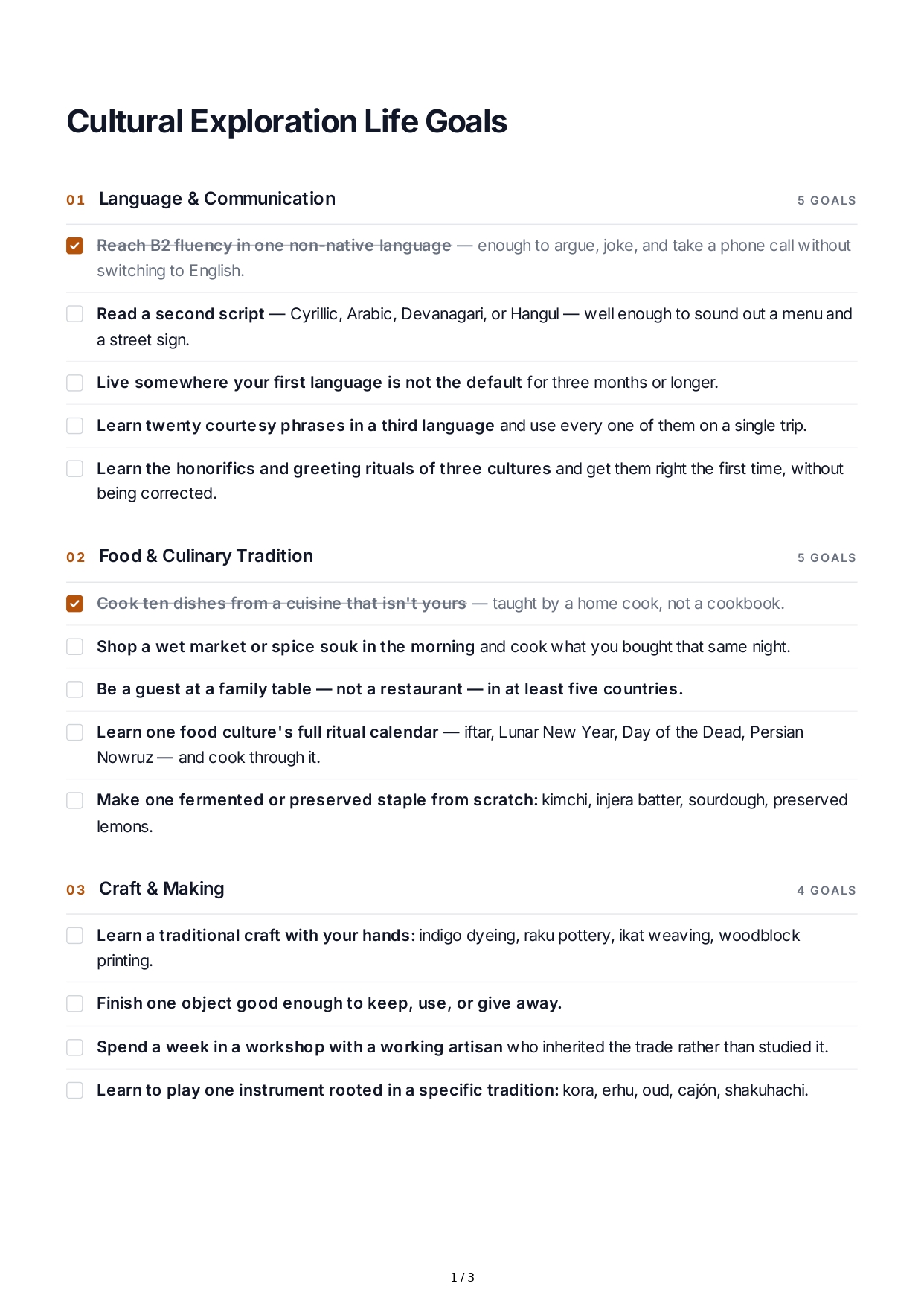Cultural Exploration Life Goals - Free AI Life Goals Generator, 50+ Real Life Goals Examples