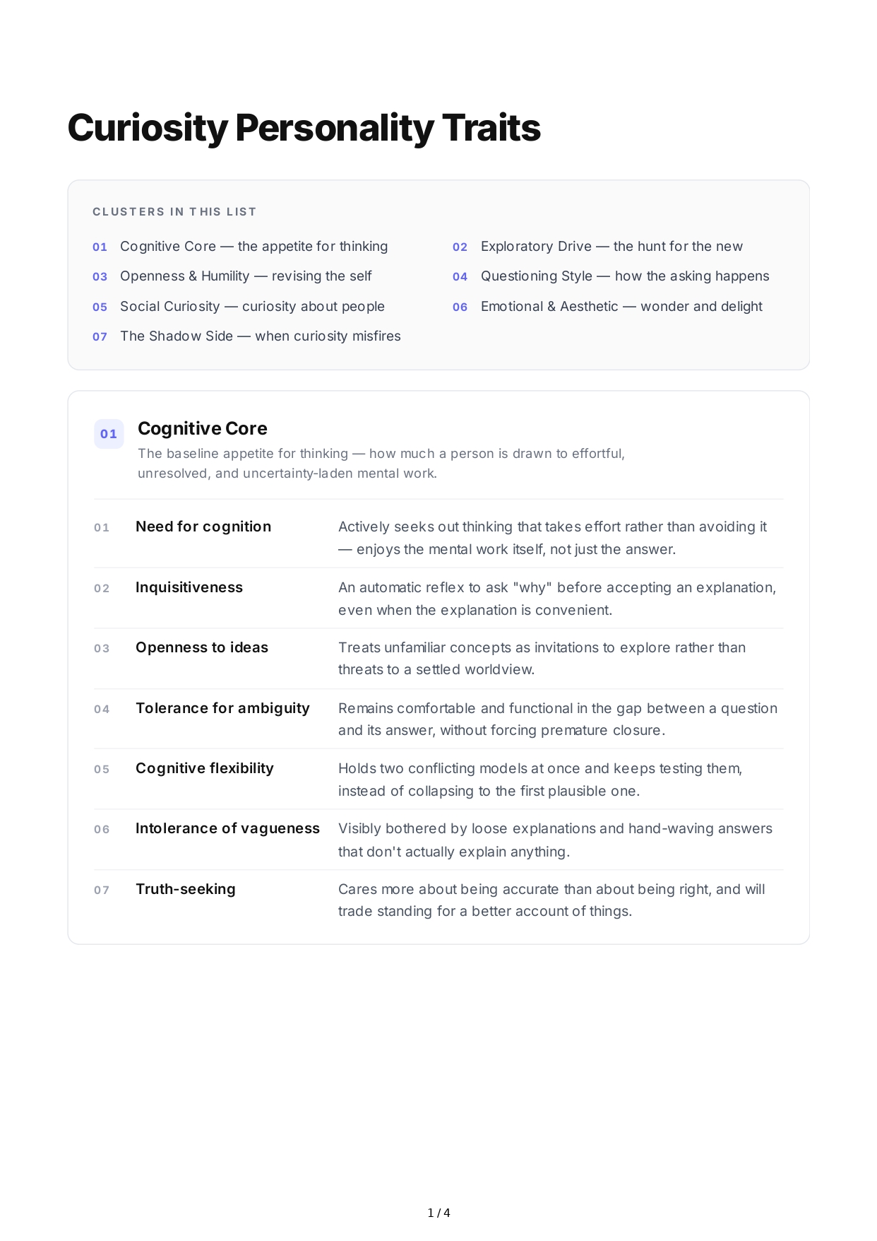 Curiosity Personality Traits - Free AI Personality Traits Generator, 50+ Real Personality Traits Examples