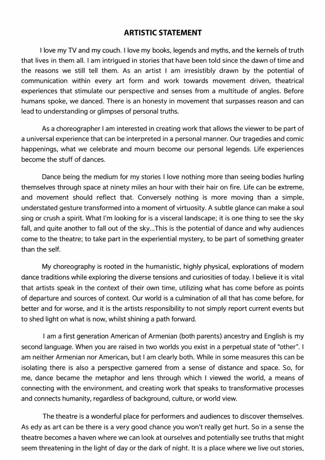 Dance for Young Audiences Artist Statement – AI Statement Generator ...