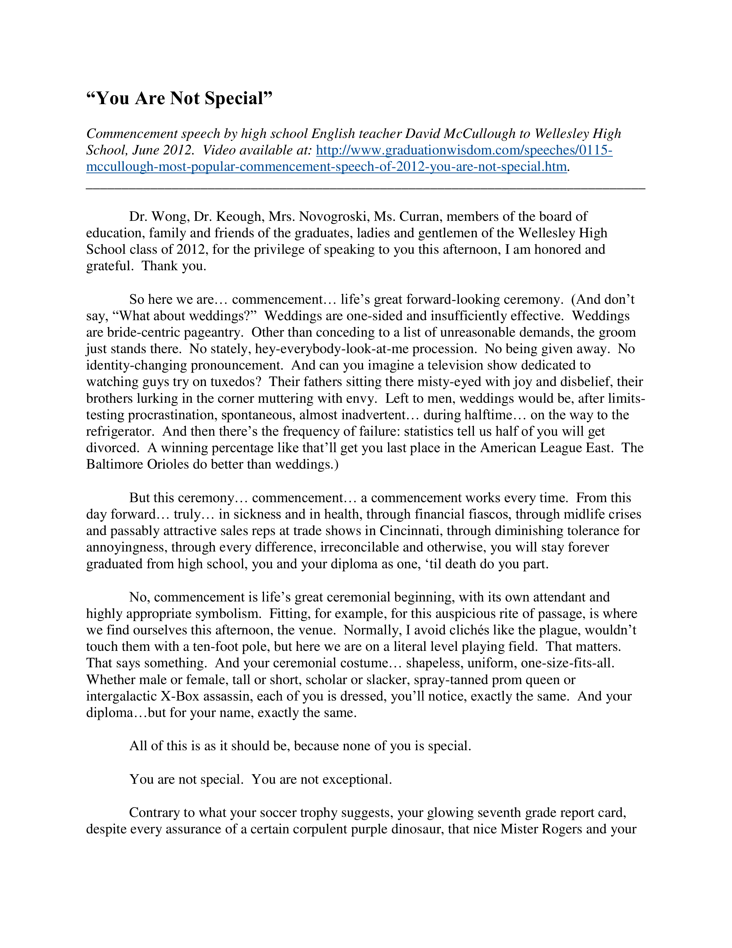 David McCullough Jr. Commencement Speech – AI Commencement Speech ...