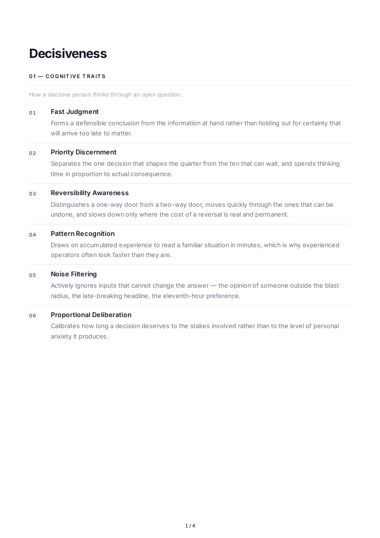 Decisiveness Personality Traits - Free AI Personality Traits Generator, 50+ Real Personality Traits Examples