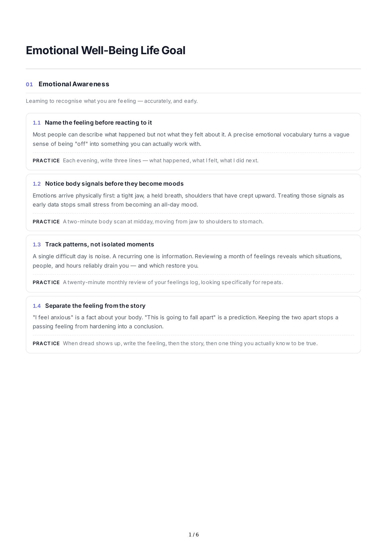 Emotional Well-Being Life Goals - Free AI Life Goals Generator, 50+ Real Life Goals Examples