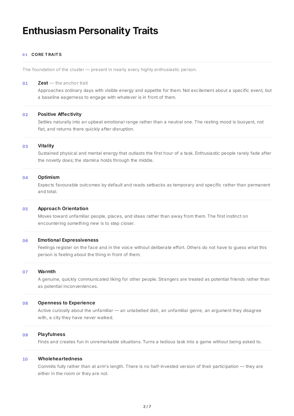Enthusiasm Personality Traits - Free AI Personality Traits Generator, 50+ Real Personality Traits Examples