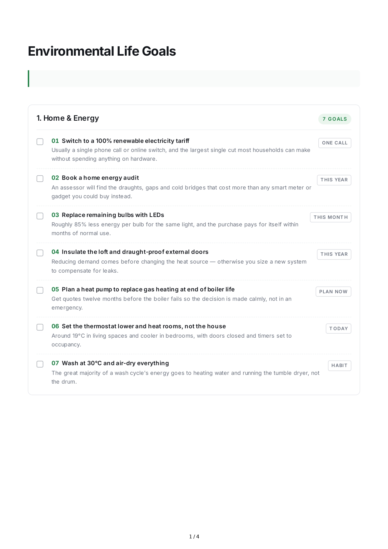 Environmental Life Goals - Free AI Life Goals Generator, 50+ Real Life Goals Examples