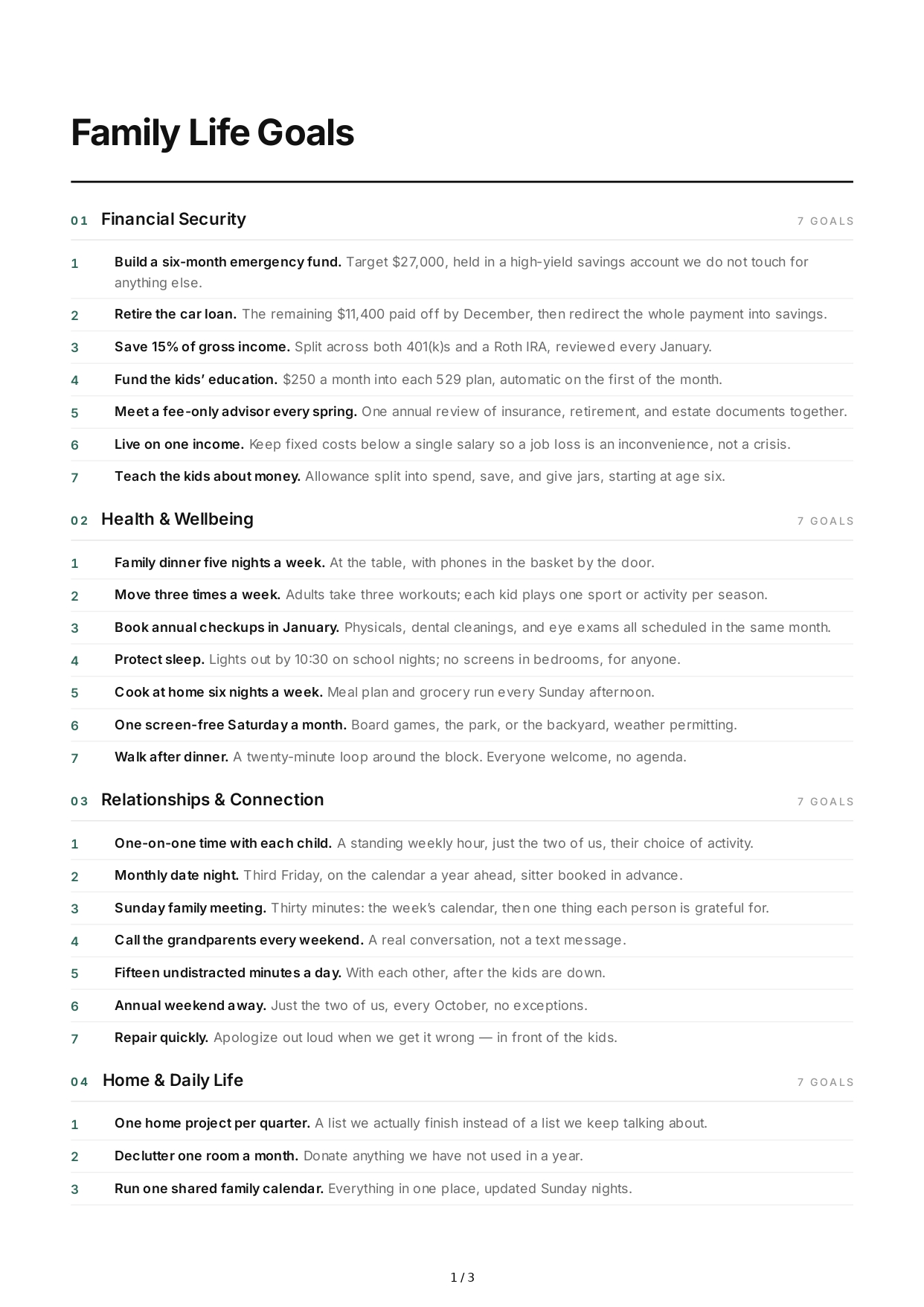 Family Life Goals - Free AI Life Goals Generator, 50+ Real Life Goals Examples