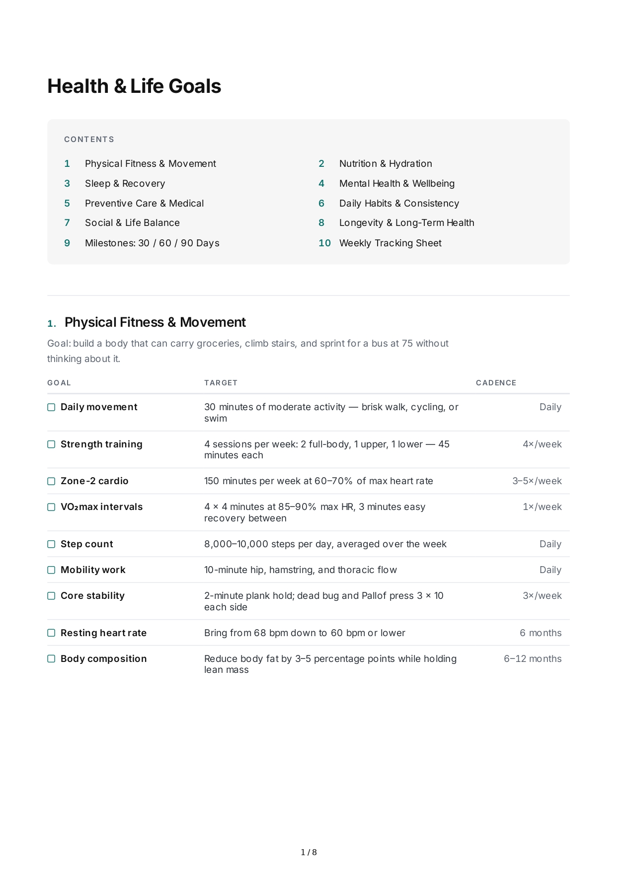 Health Life Goals - Free AI Life Goals Generator, 50+ Real Life Goals Examples