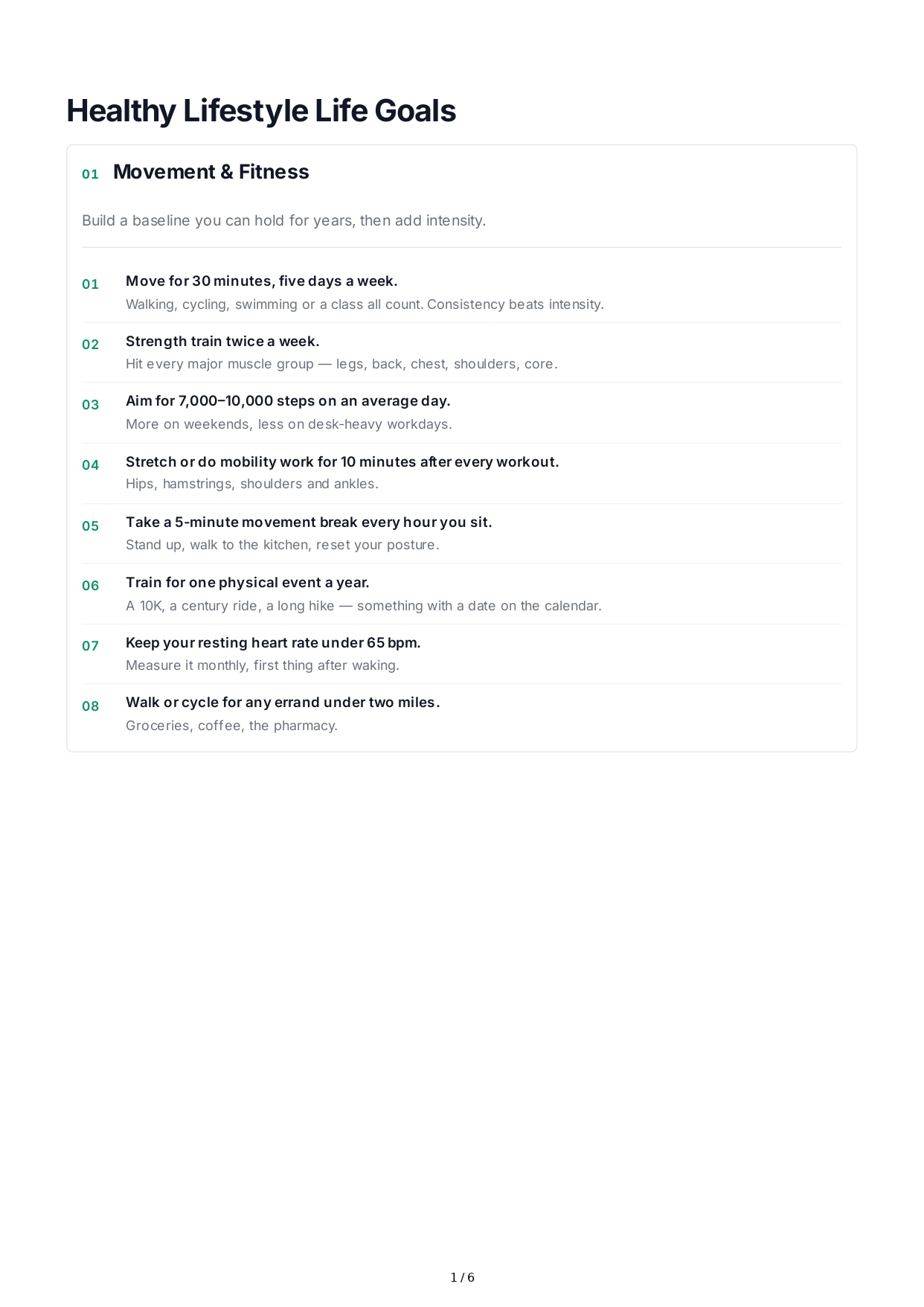Healthy Lifestyle Life Goals - Free AI Life Goals Generator, 50+ Real Life Goals Examples